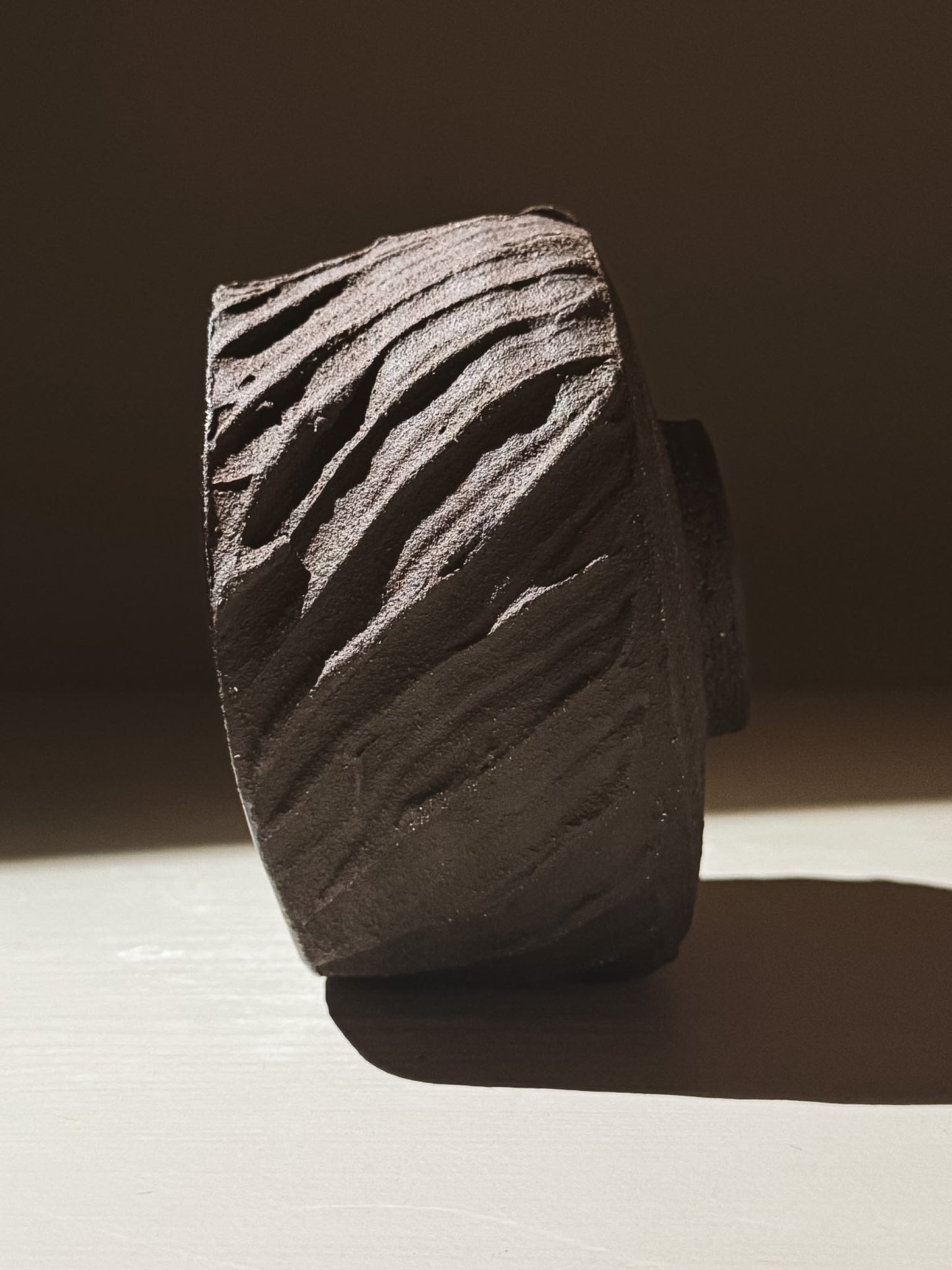Kuro Matcha Bowl #04 with textured dark brown slip creating a unique design and earthy look.