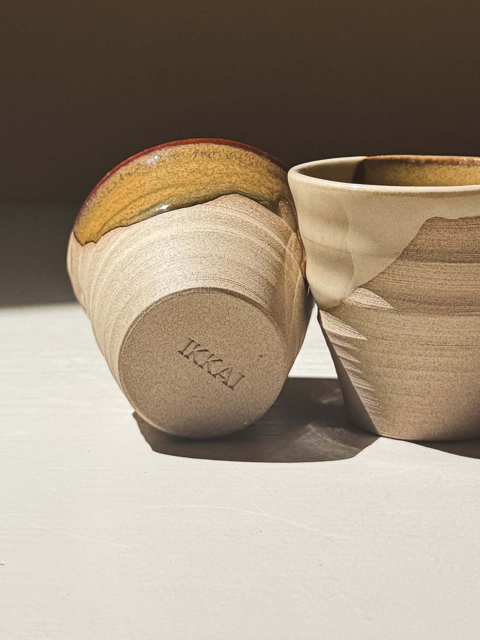 Espresso Cup - Inyo #01 showcasing unique glazes and handcrafted design in warm toffee-toned clay.