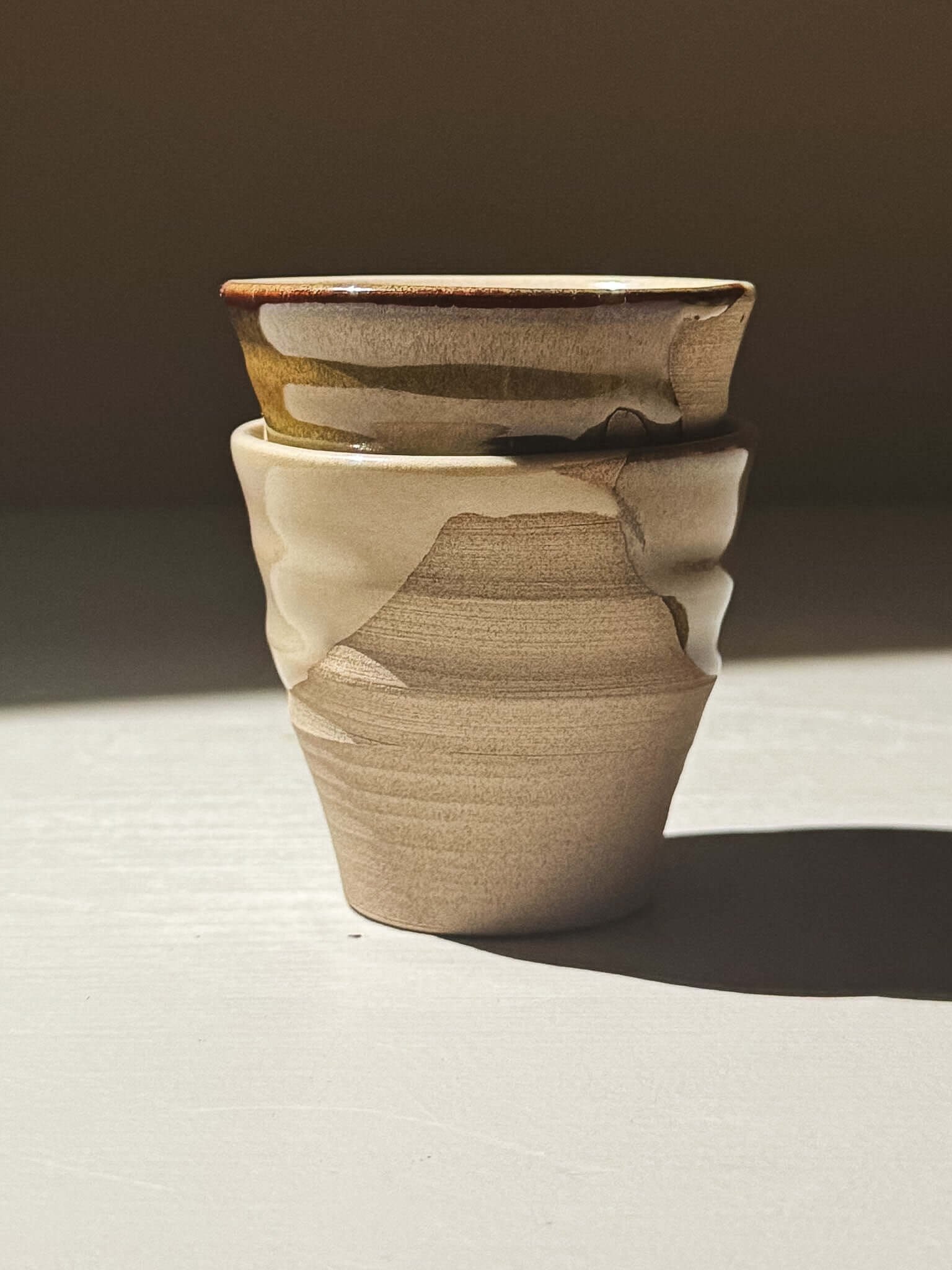 Espresso Cup - Inyo #01, uniquely crafted, showcasing glossy glazes and warm toffee-toned clay, part of the Inyo Series.
