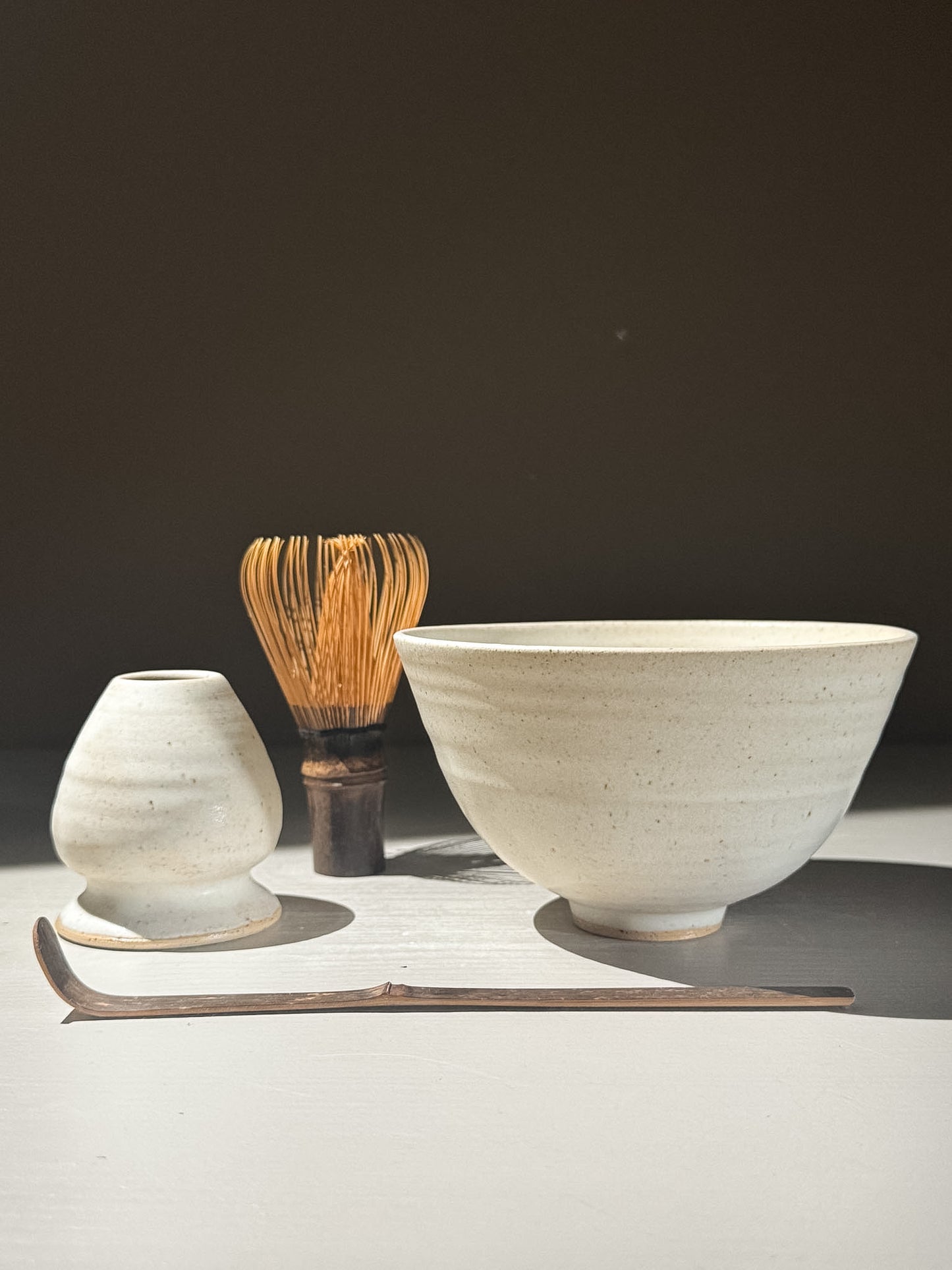 Matcha Bowl & Whisk Holder Set - Eggshell #01