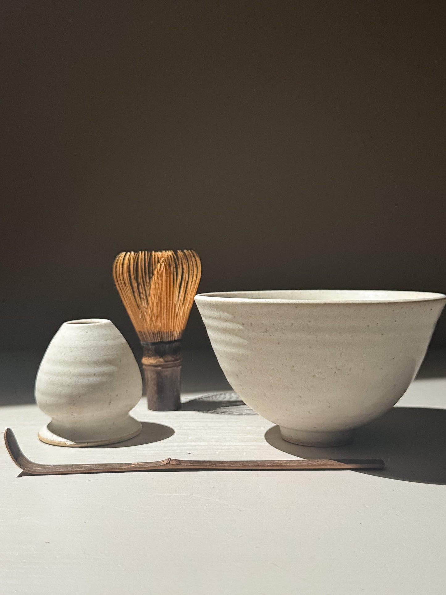 Matcha Bowl & Whisk Holder Set - Eggshell #02