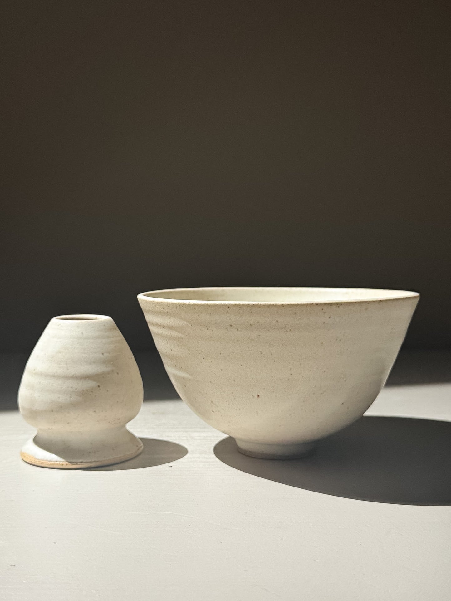 Matcha Bowl & Whisk Holder Set - Eggshell #01