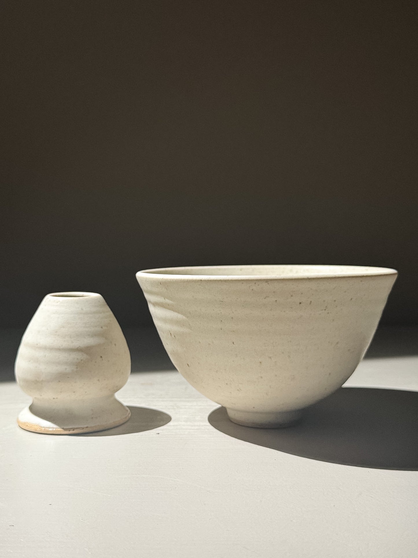 Matcha Bowl & Whisk Holder Set - Eggshell #02