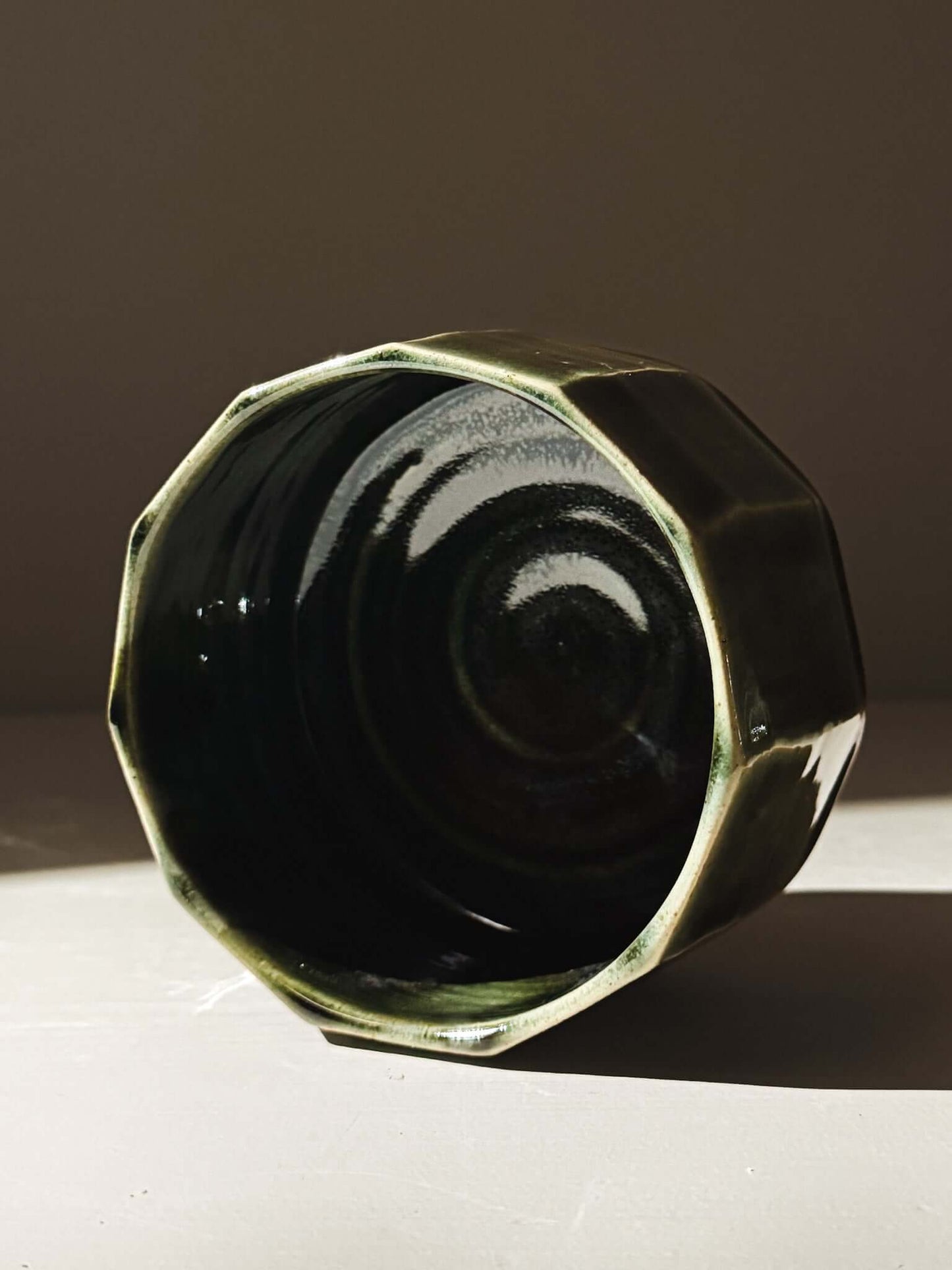 Faceted Matcha Bowl - Hinoki #01