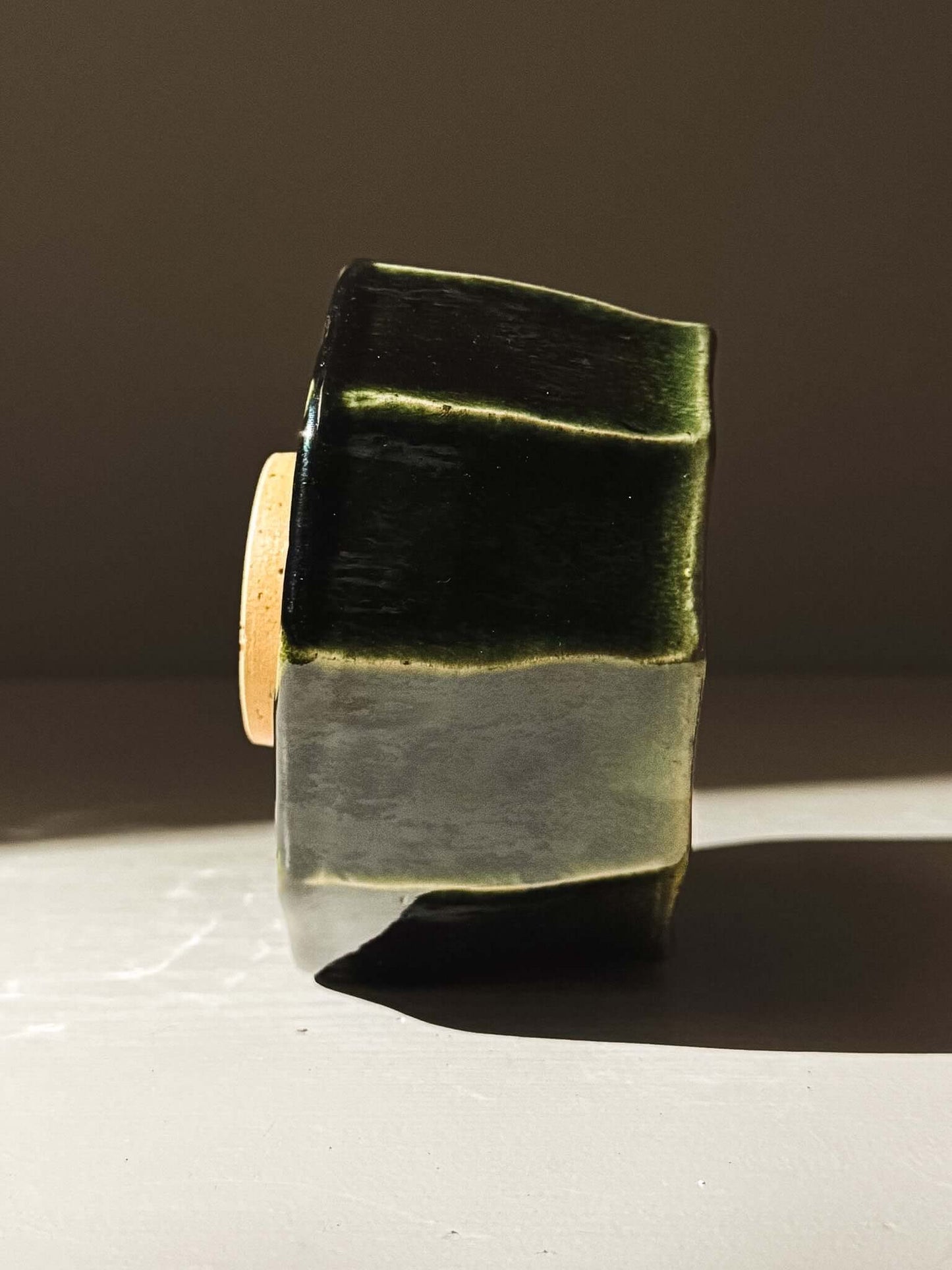Faceted Matcha Bowl with Spout - Hinoki #01