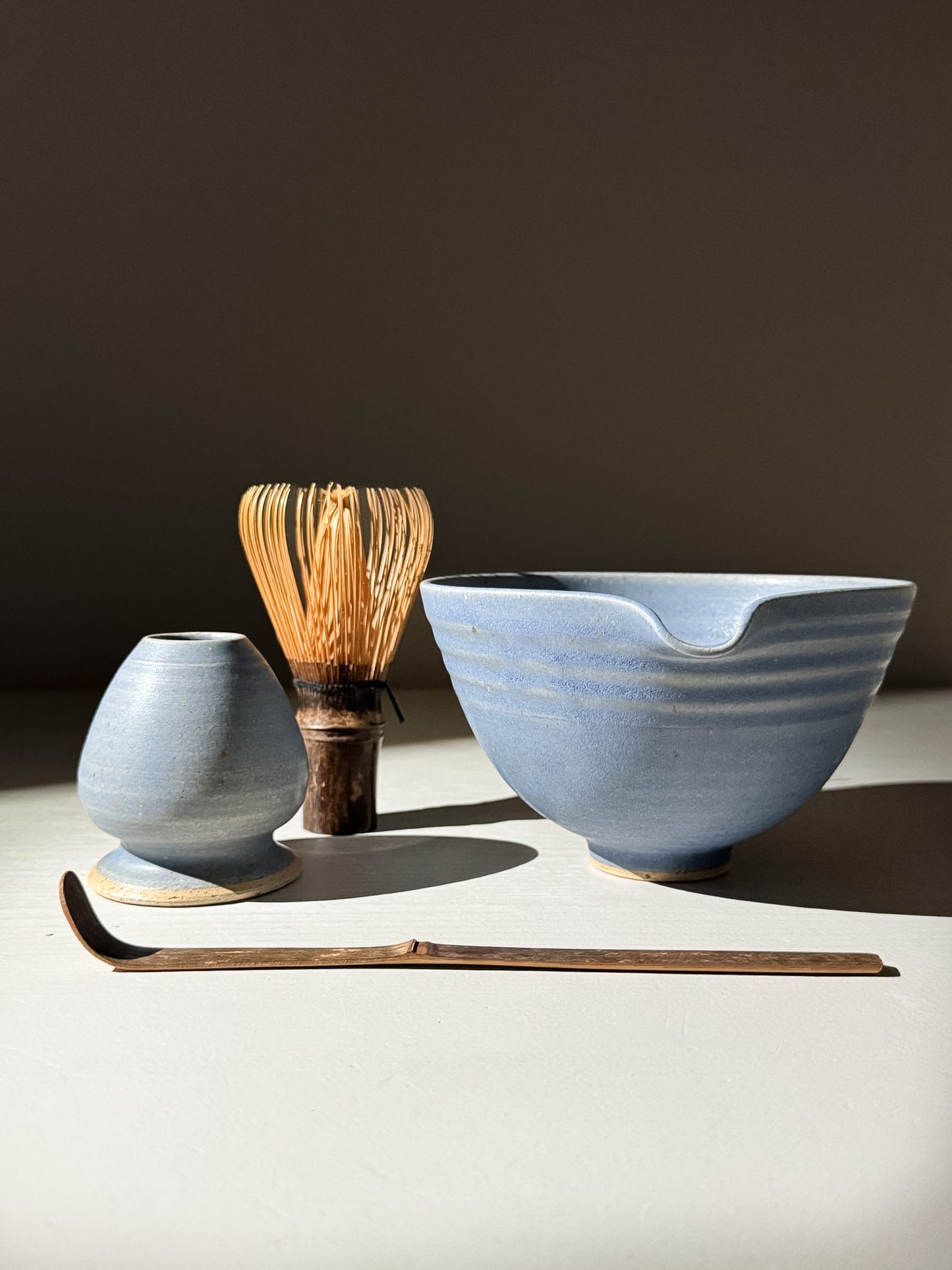 Matcha Kom & Whisk Houder Set - Blauw #04