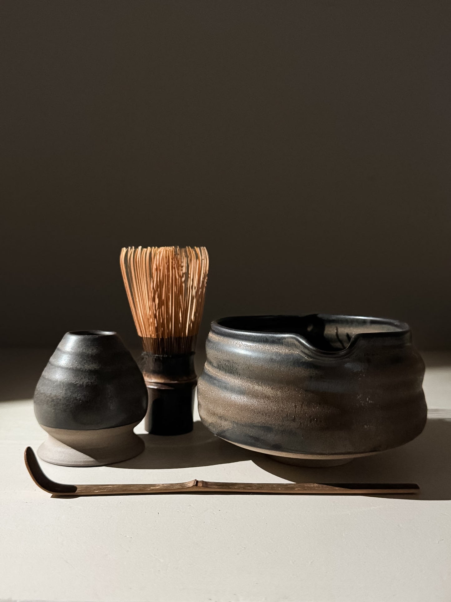 Matcha Bowl with Spout - Black Truffle #04