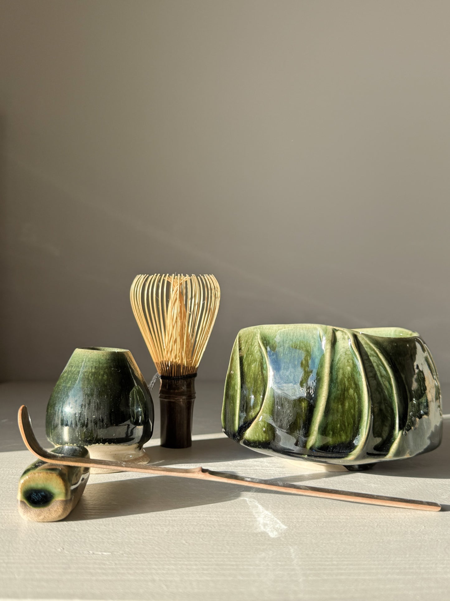 Gestructureerde Matcha Kom - Hinoki Serie #04