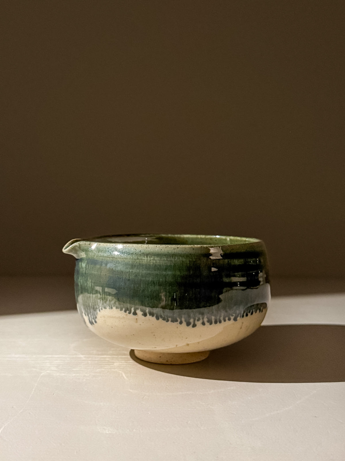 Matcha Bowl with Spout - Green Rim #03