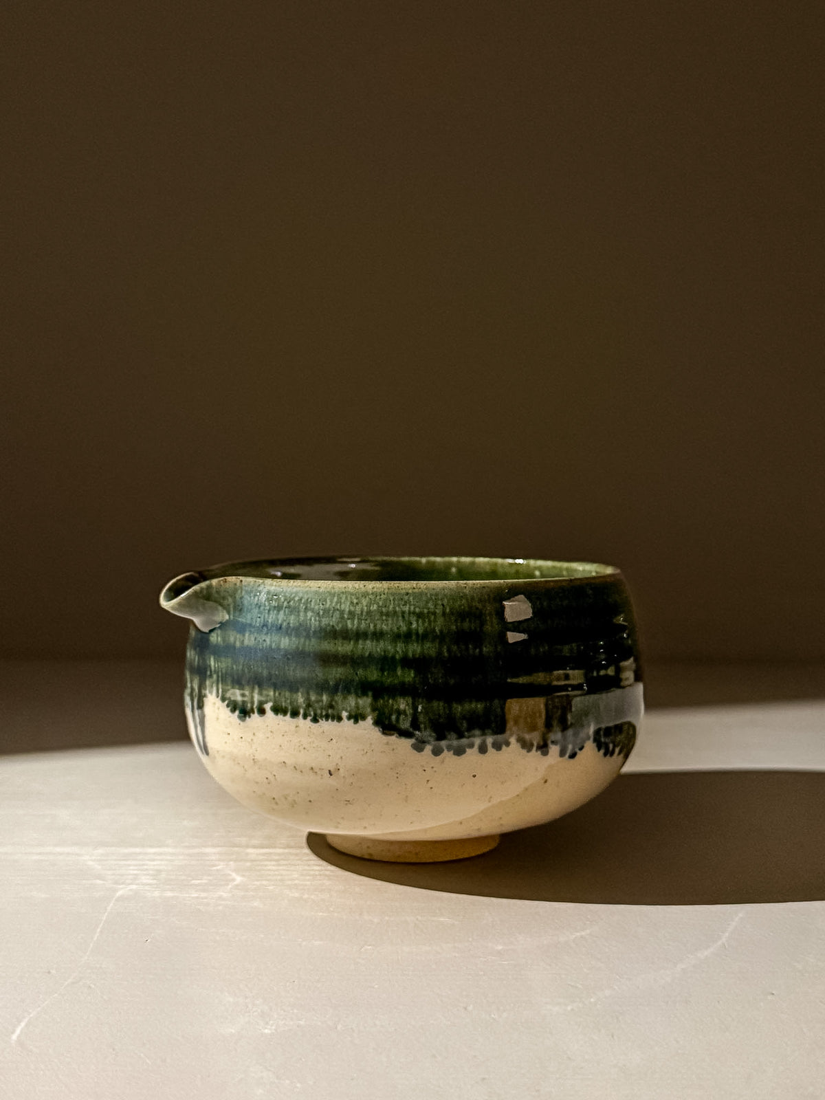 Matcha Bowl with Spout - Green Rim #05