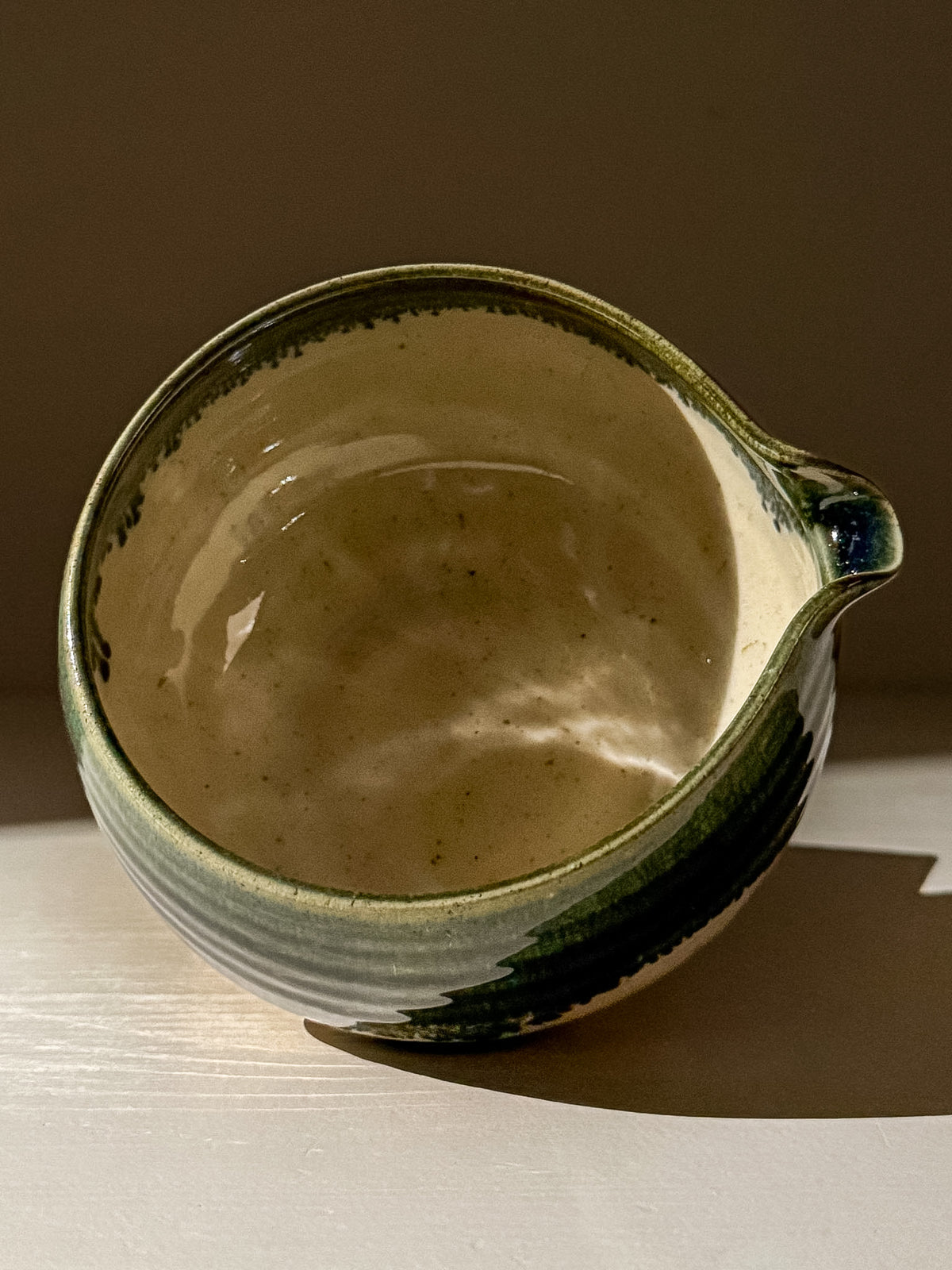 Matcha Bowl with Spout - Green Rim #05