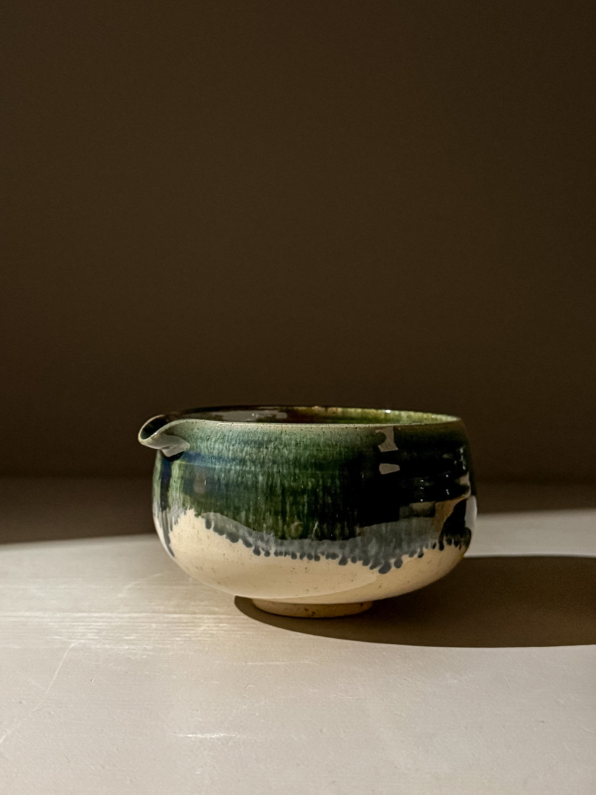 Matcha Bowl with Spout - Green Rim #06