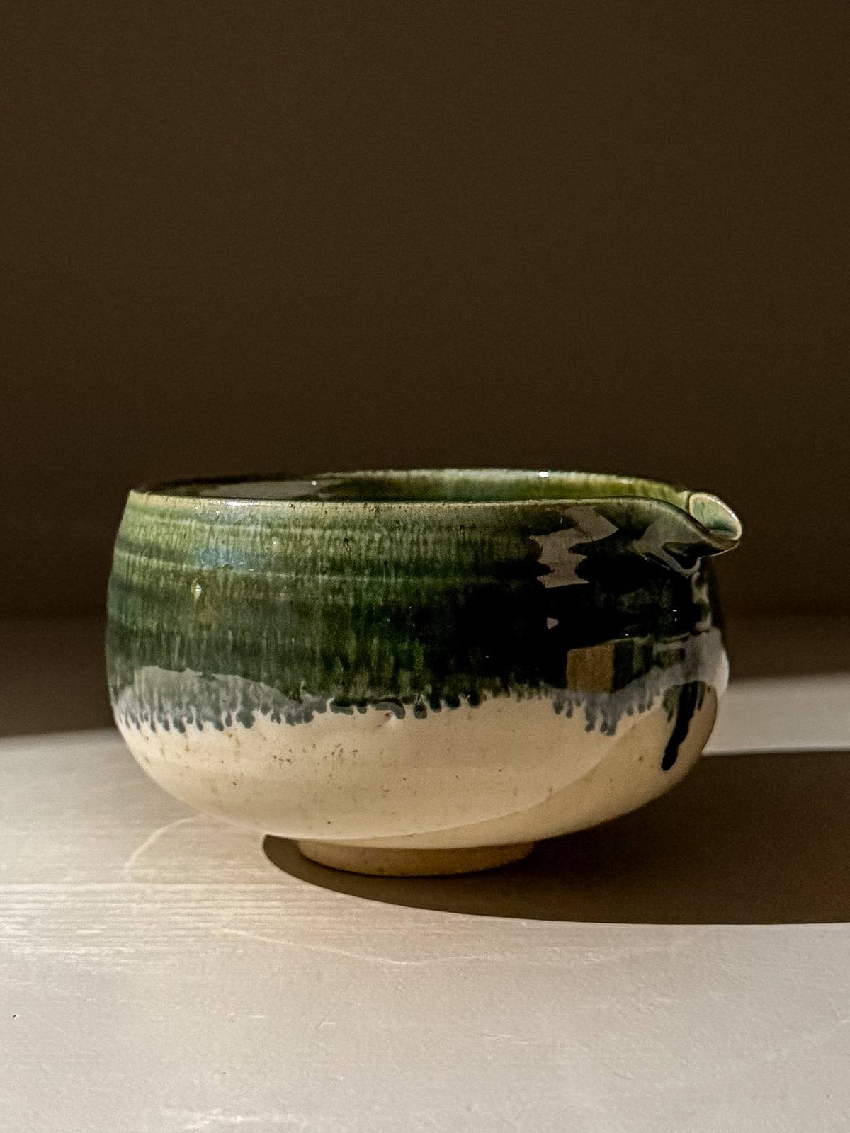 Matcha Bowl with Spout - Green Rim #06
