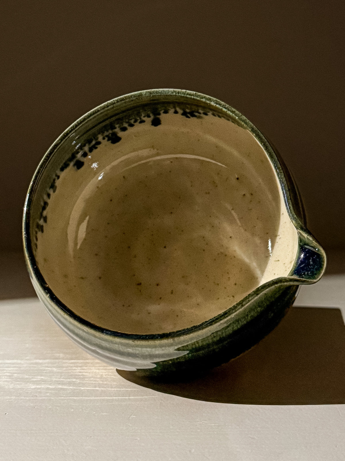 Matcha Bowl with Spout - Green Rim #06