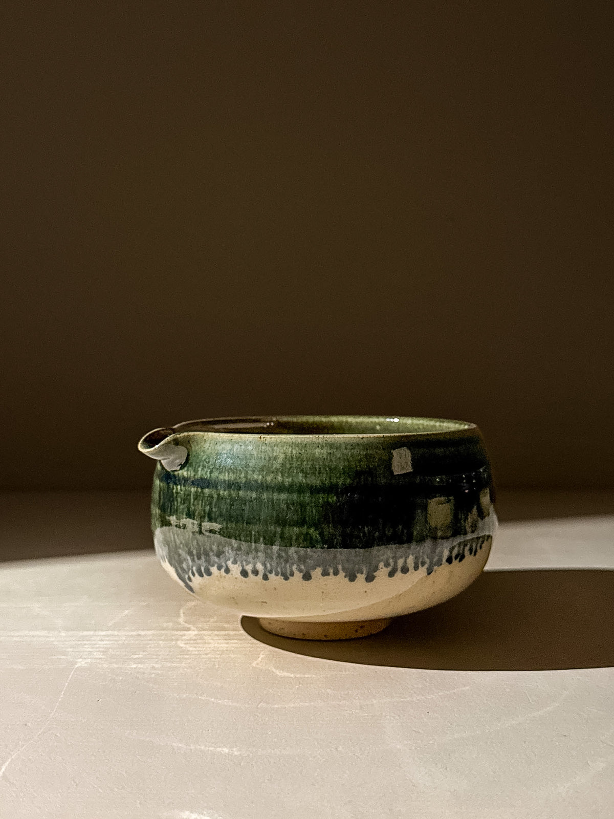Matcha Bowl with Spout - Green Rim #09