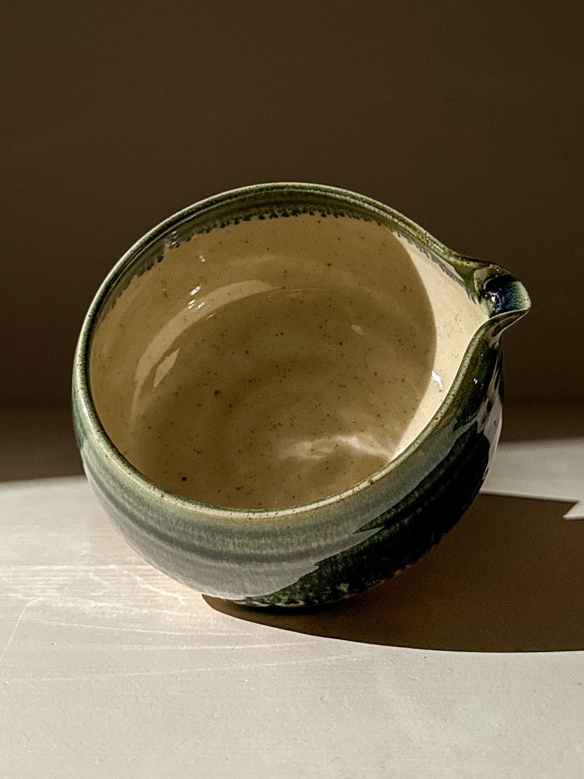 Matcha Bowl with Spout - Green Rim #09