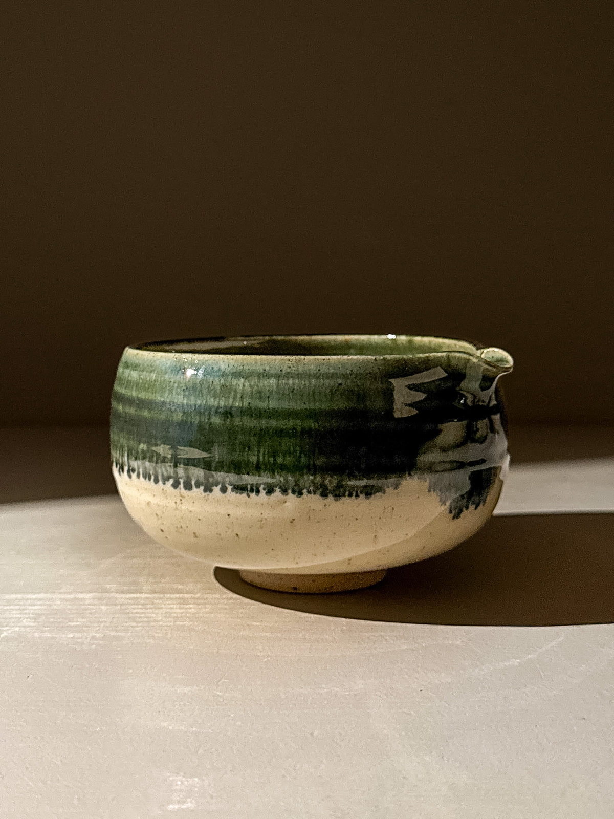 Matcha Bowl with Spout - Green Rim #10