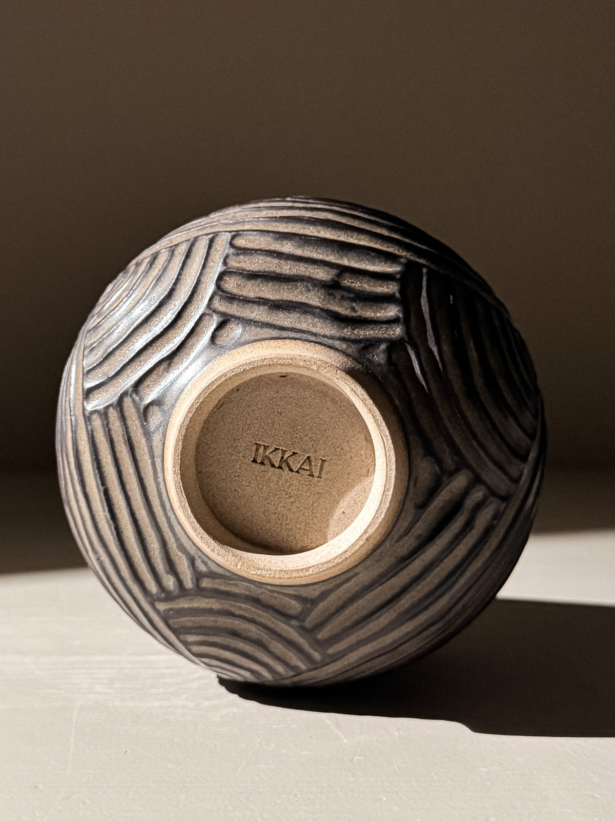 Carved Matcha Bowl - Black Truffle #02