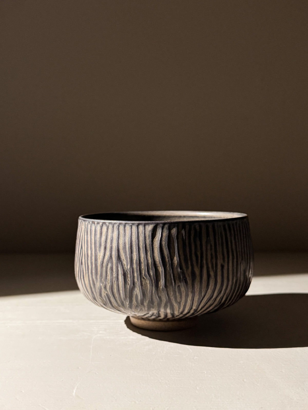 Carved Matcha Bowl - Black Truffle #03