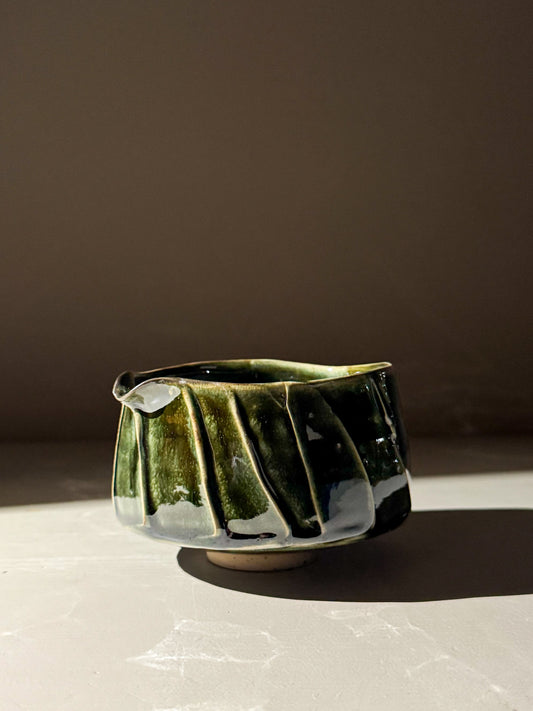 Textured Matcha Bowl Spout - Hinoki #02
