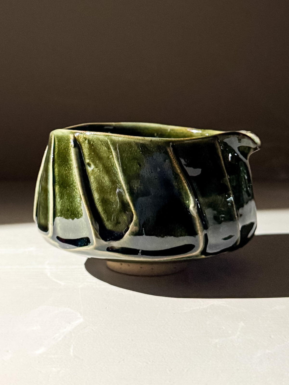 Textured Matcha Bowl Spout - Hinoki #02