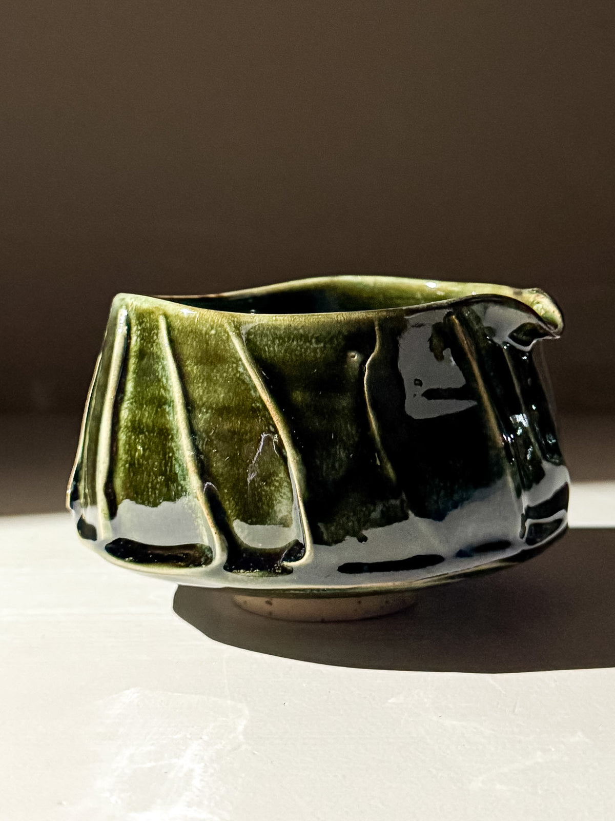 Textured Matcha Bowl Spout - Hinoki #03