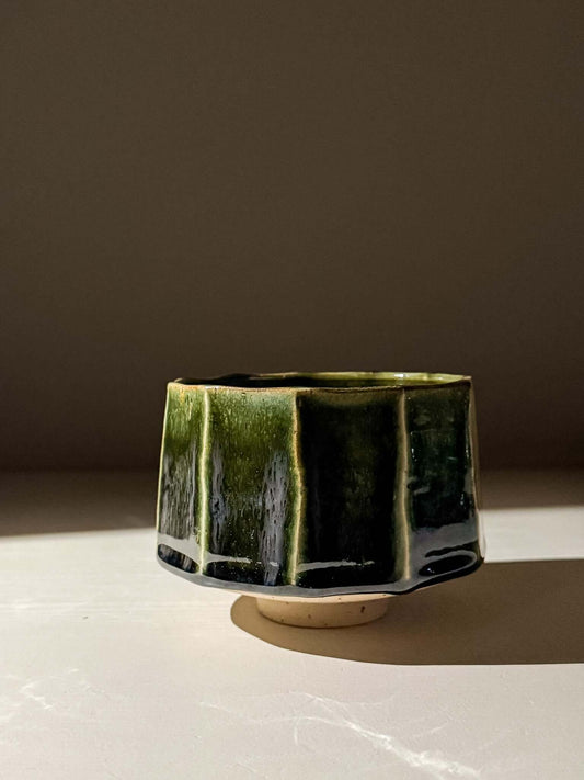 Faceted Matcha Bowl - Hinoki #04