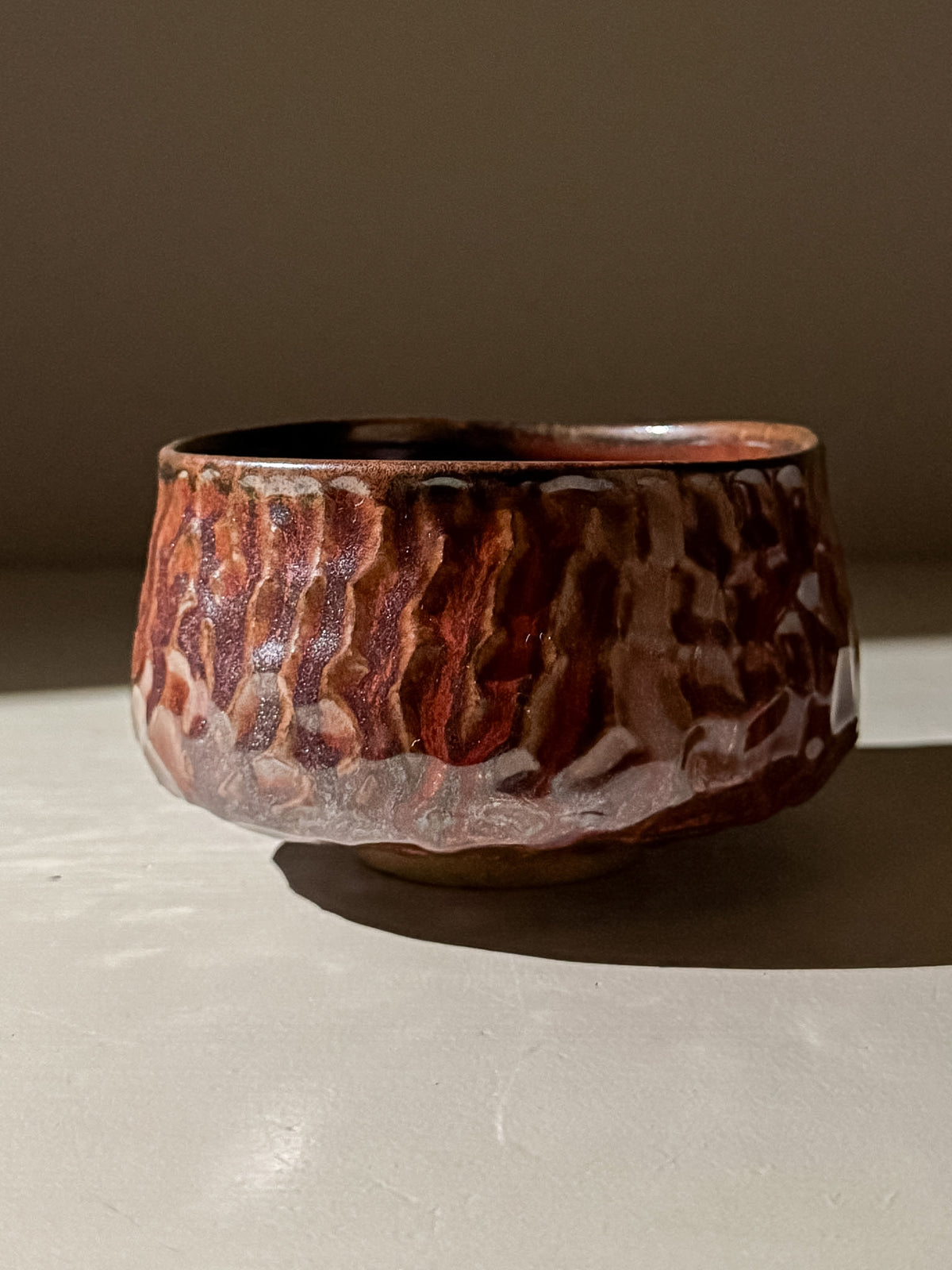 Handgekerfde Matcha Kom - Bordeauxrode #03