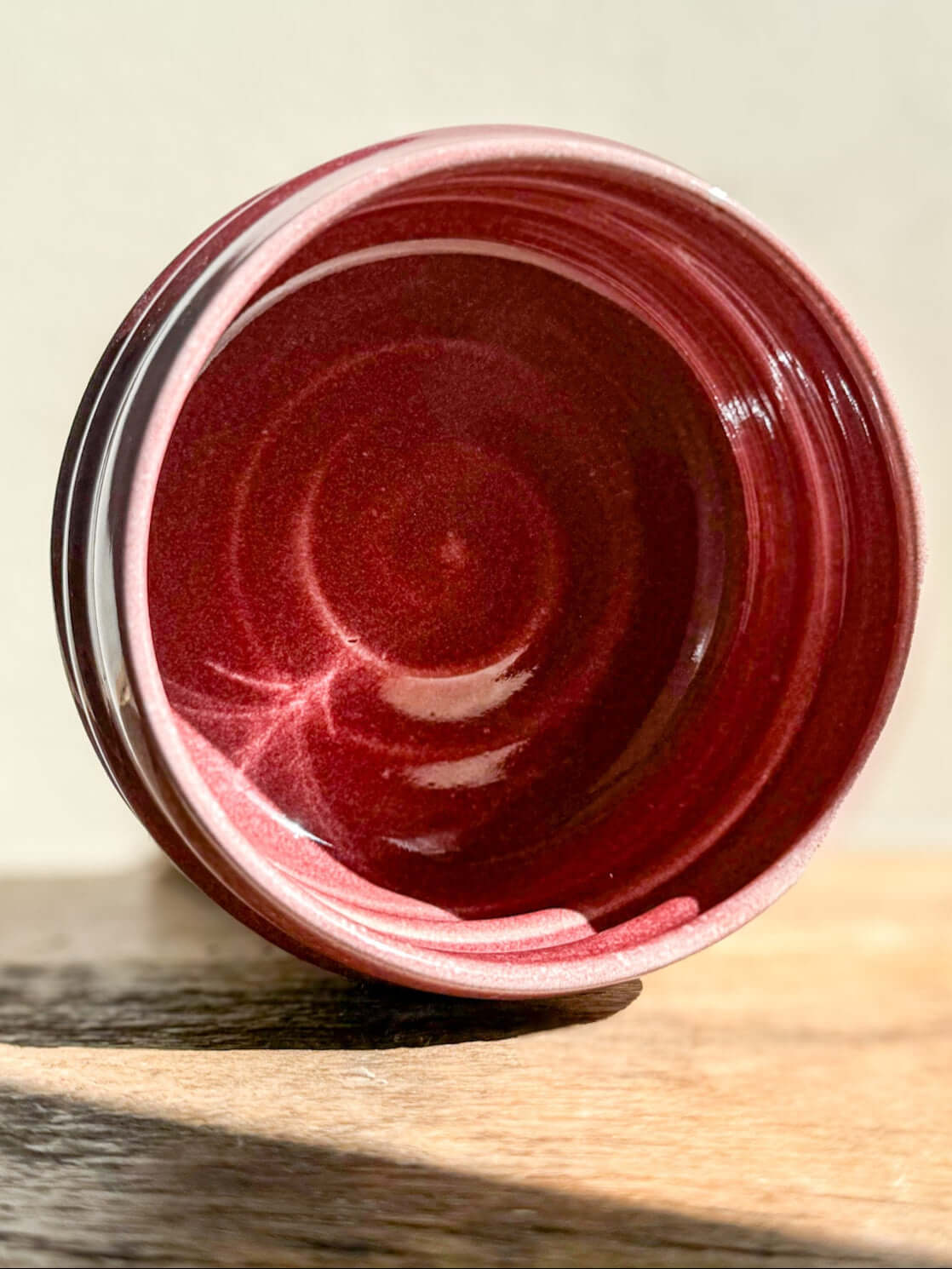 Matcha Bowl Ume Series #03 - Red bowl inspired by Japanese Ume blossom with sculptural ridges and wide foot, symbolizing resilience.