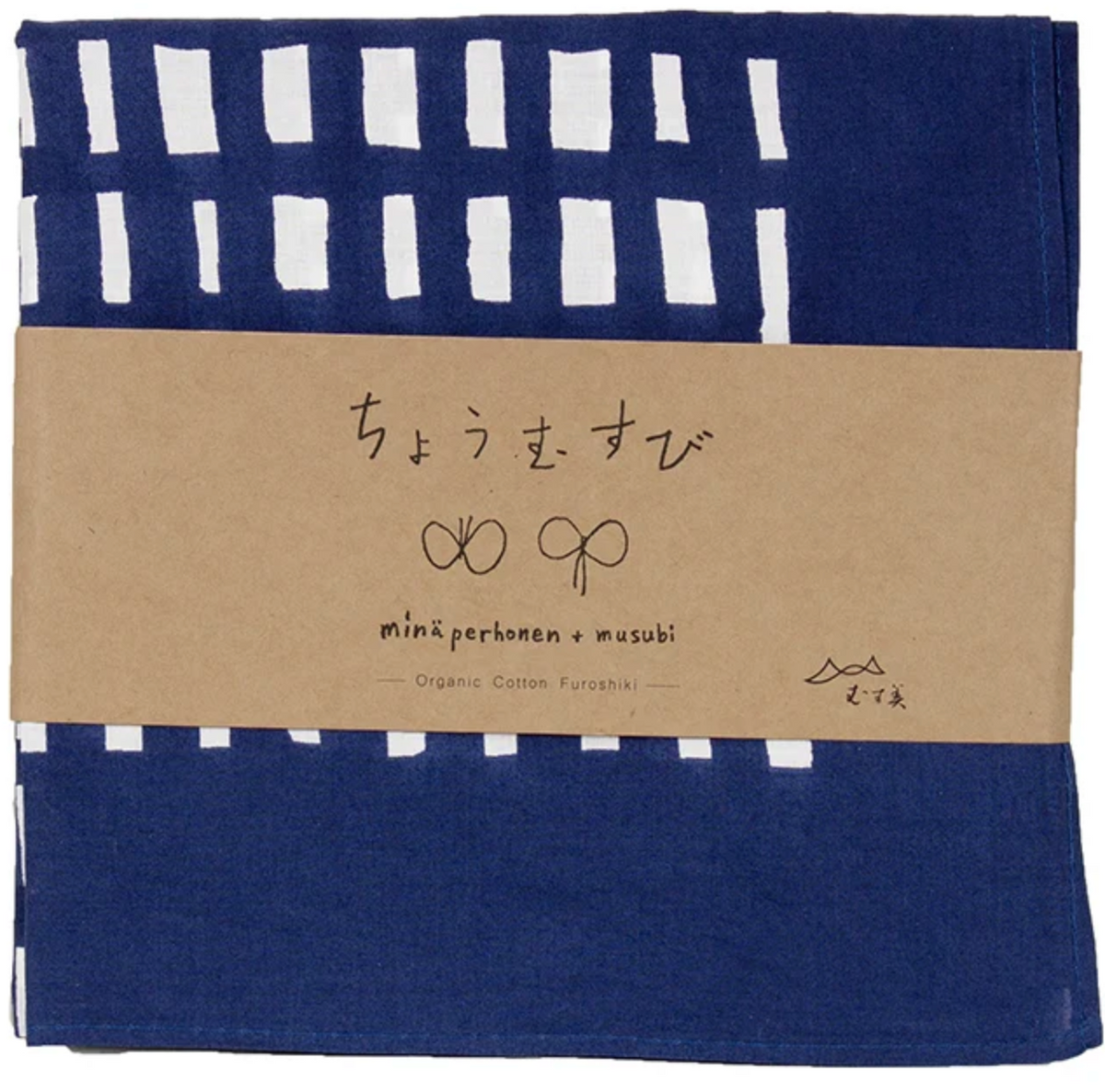 Medium Furoshiki Minä Perhonen Sora Check Navy Blue