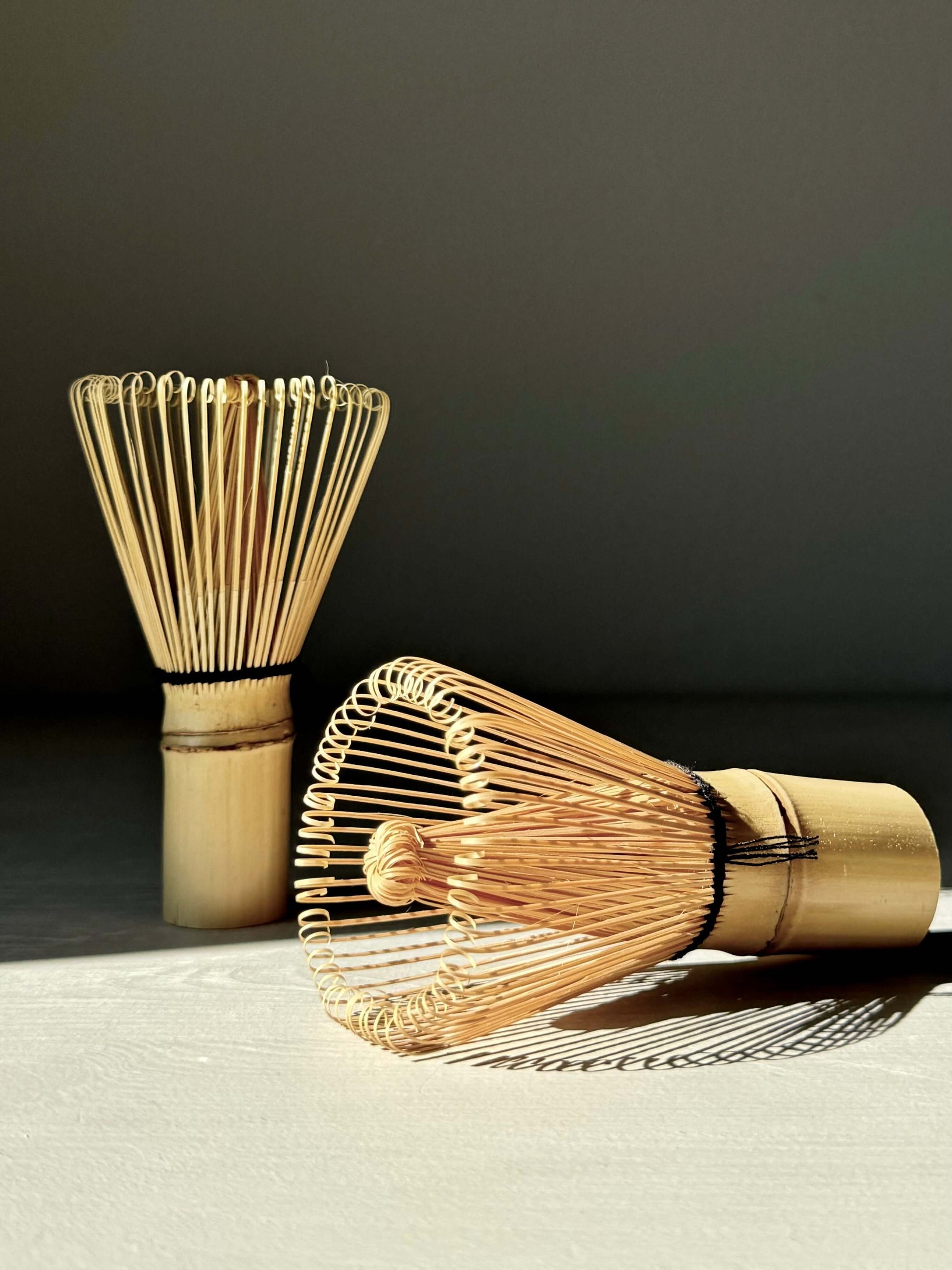 Bamboo Matcha Whisk Chasen with finely crafted tines for preparing traditional frothy green tea drink, essential Japanese tea tool.