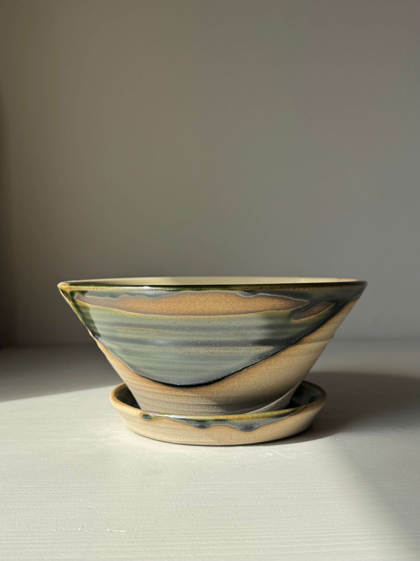 Handmade ceramic Berry Bowl - Mori Series with forest-toned glaze for rinsing and serving fresh fruit in earthy stoneware design.