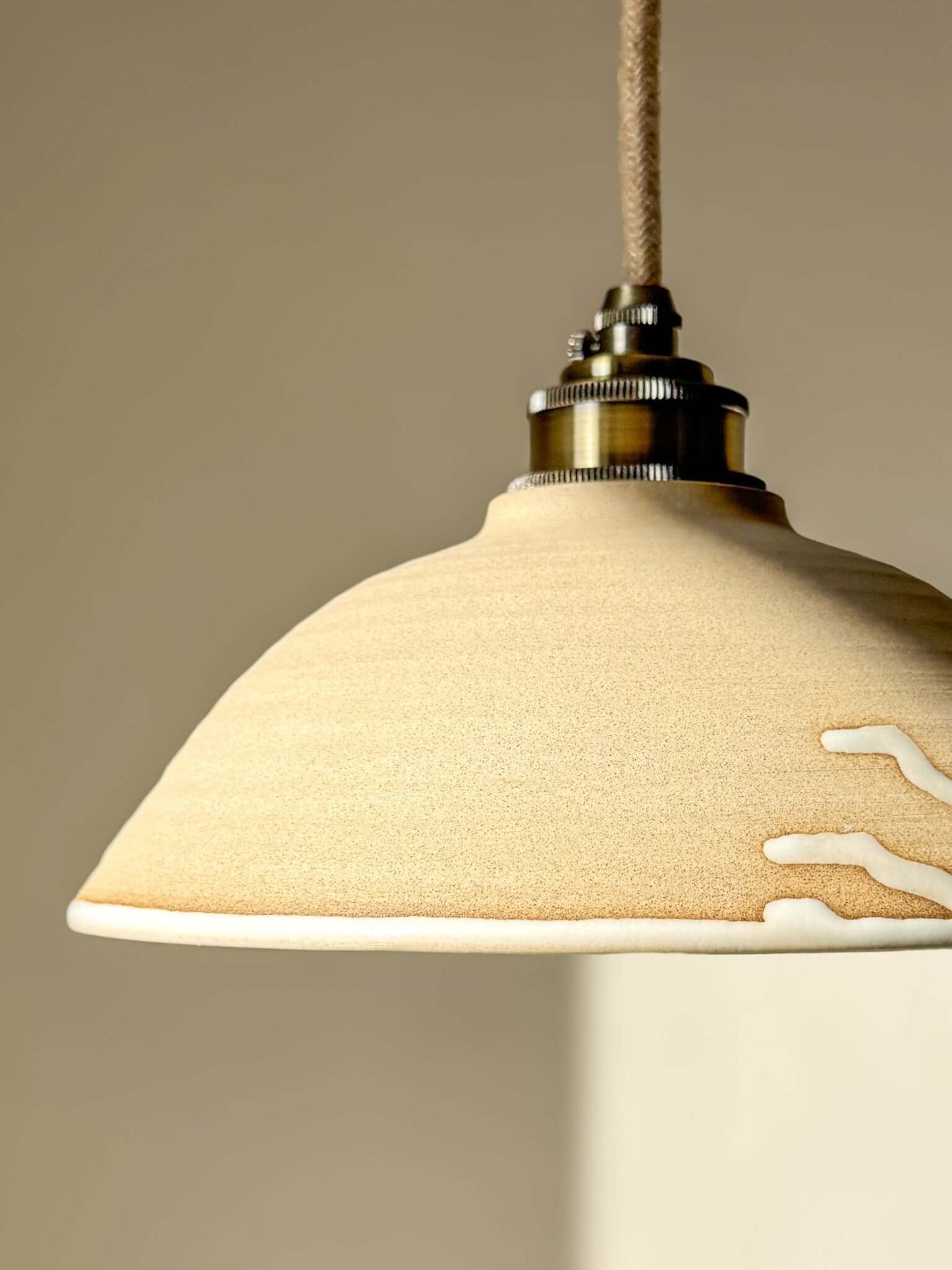 Ceramic Lamp Shade – Yuki #01 - Custom Order, featuring a smooth creamy texture and subtle design elements.