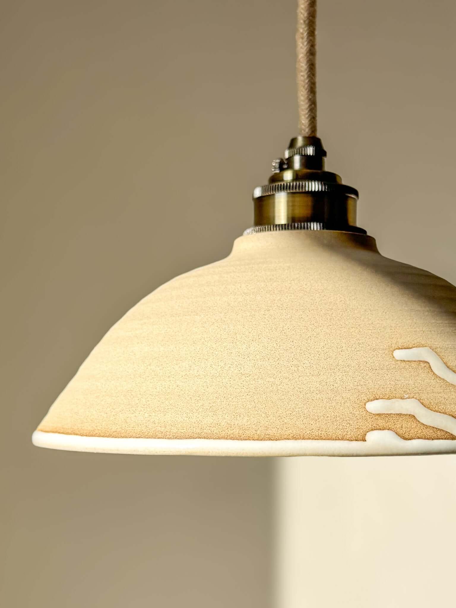 Ceramic Lamp Shade – Yuki #01 - Custom Order, featuring a smooth creamy texture and subtle design elements.