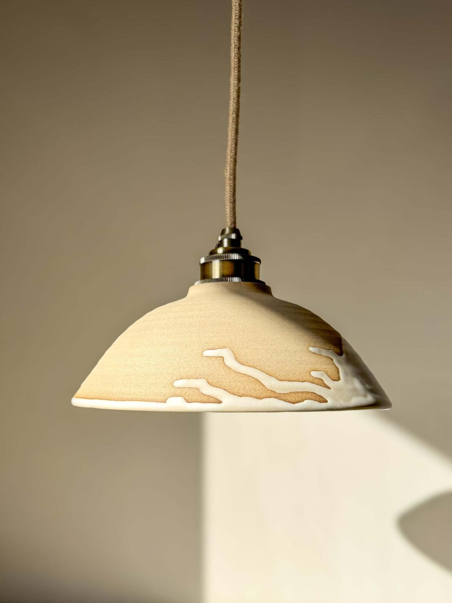 Ceramic Lamp Shade – Yuki #01 - Custom Order, featuring soft snowy tones and glossy glaze, perfect for cozy spaces.