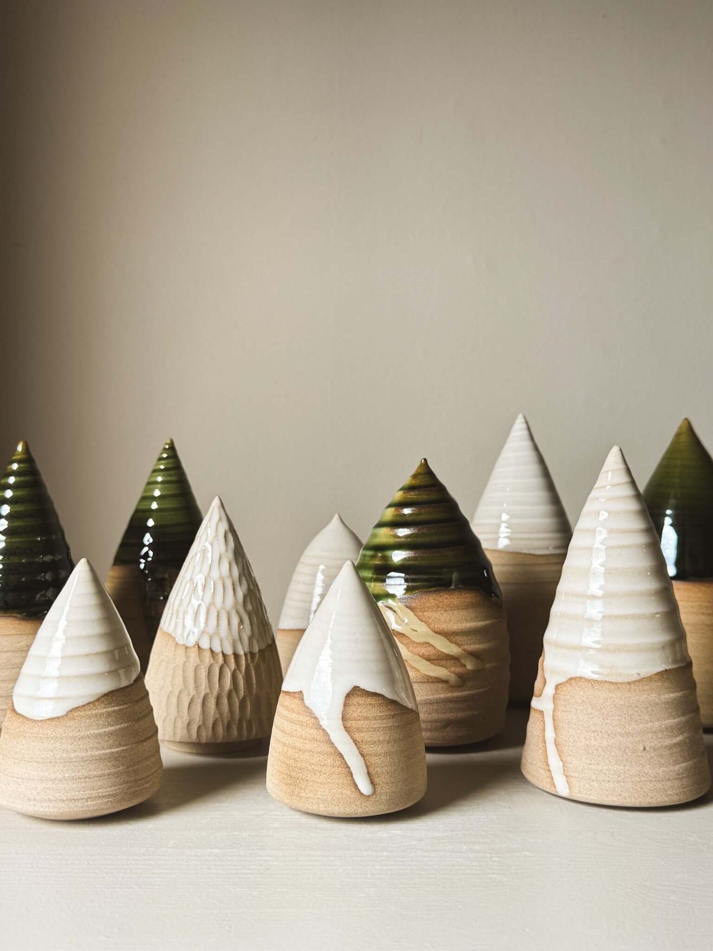 Textured Ceramic Tree – Yuki #03 featuring elegant, minimal design with glossy white glaze over soft, textured clay tree forms.