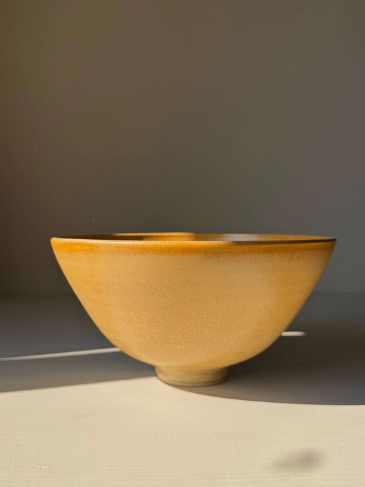 Handmade ceramic Bowl - Golden Yellow #01 with satin glaze and gently sloping sides, medium-sized, perfect for daily use or special occasions.