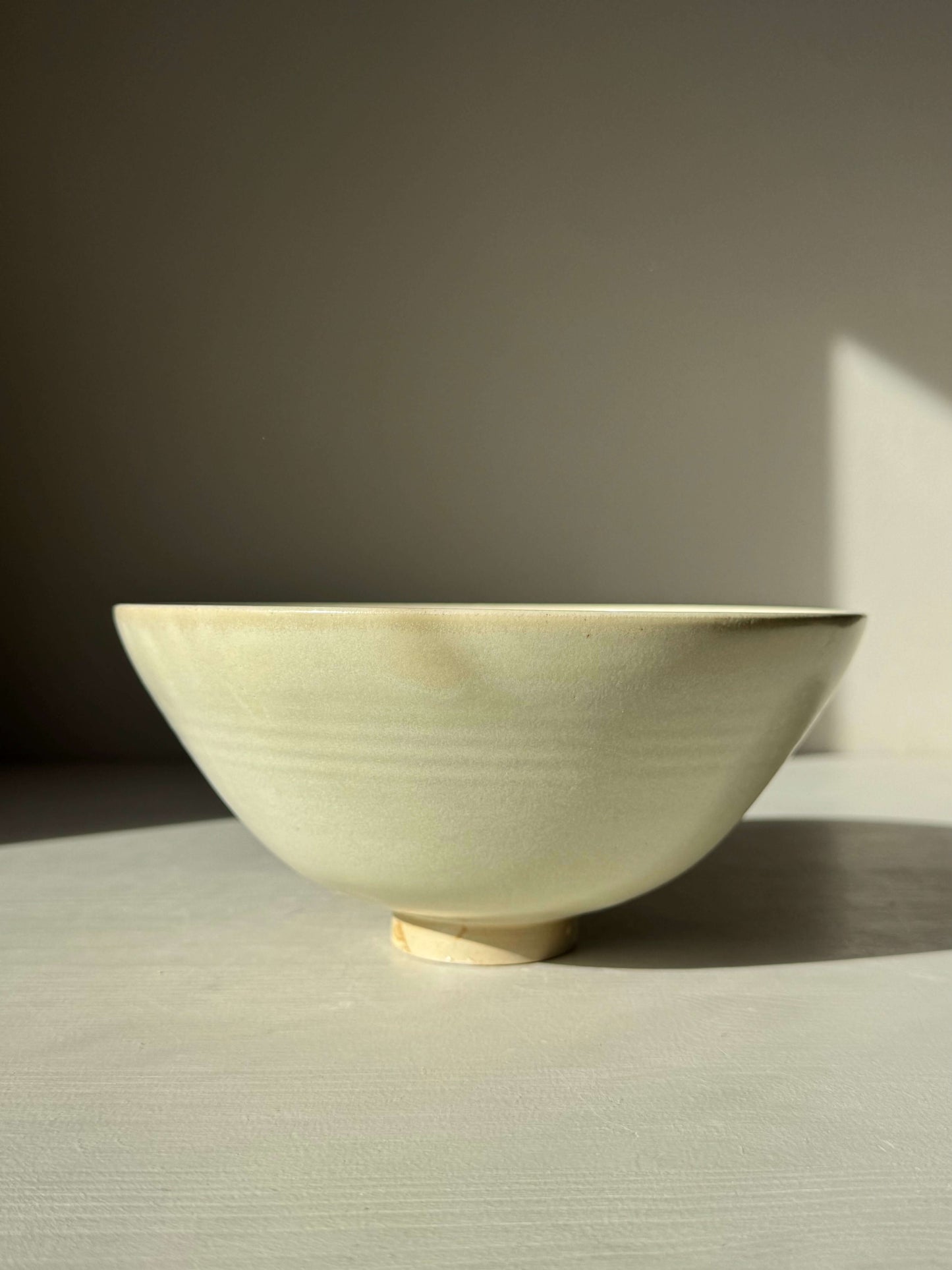 Bowl - Moonstone #02 handmade ceramic with moonstone glaze, rounded form, raised foot, durable stoneware clay, calming aesthetic.