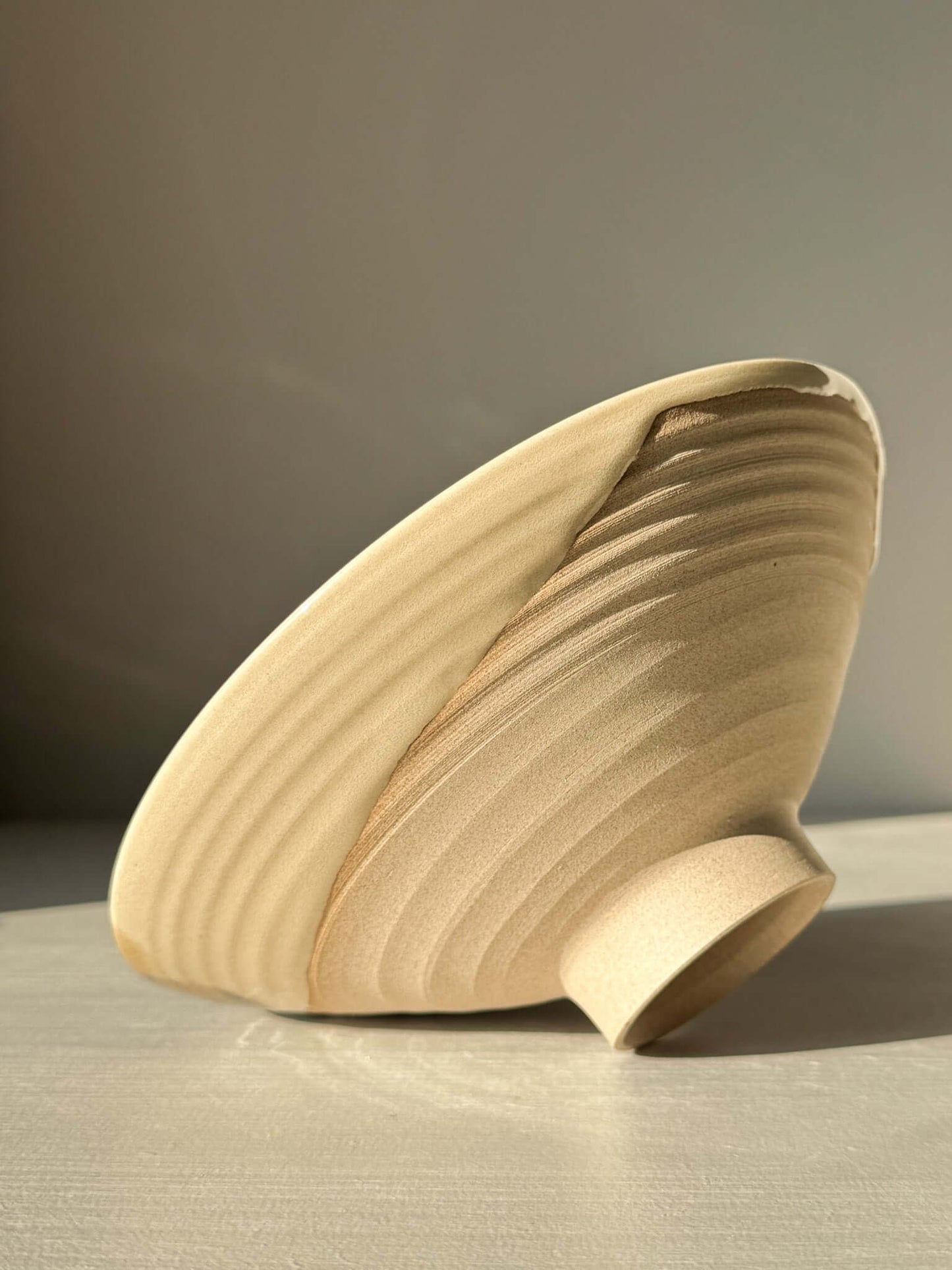 Small Serving Bowl - Inyo Series #01, handmade ceramic bowl showcasing unique tenmoku and amber glaze with raw clay base.