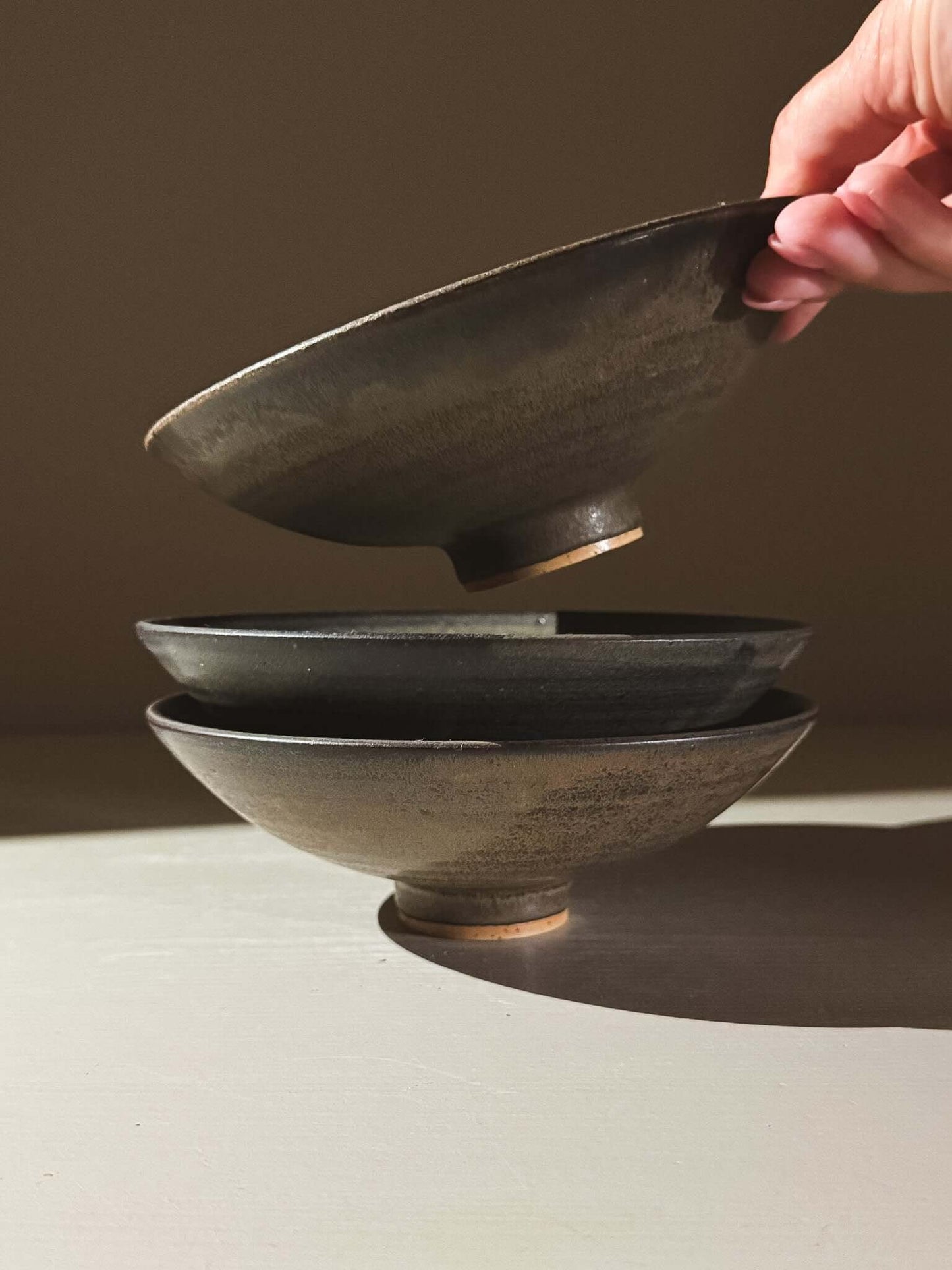 Small Footed Serving Bowl – Black Truffle