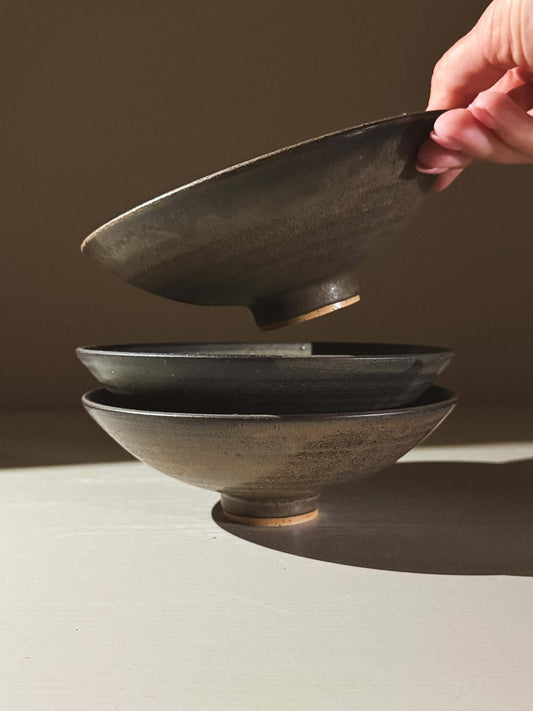 Small Footed Serving Bowl – Black Truffle