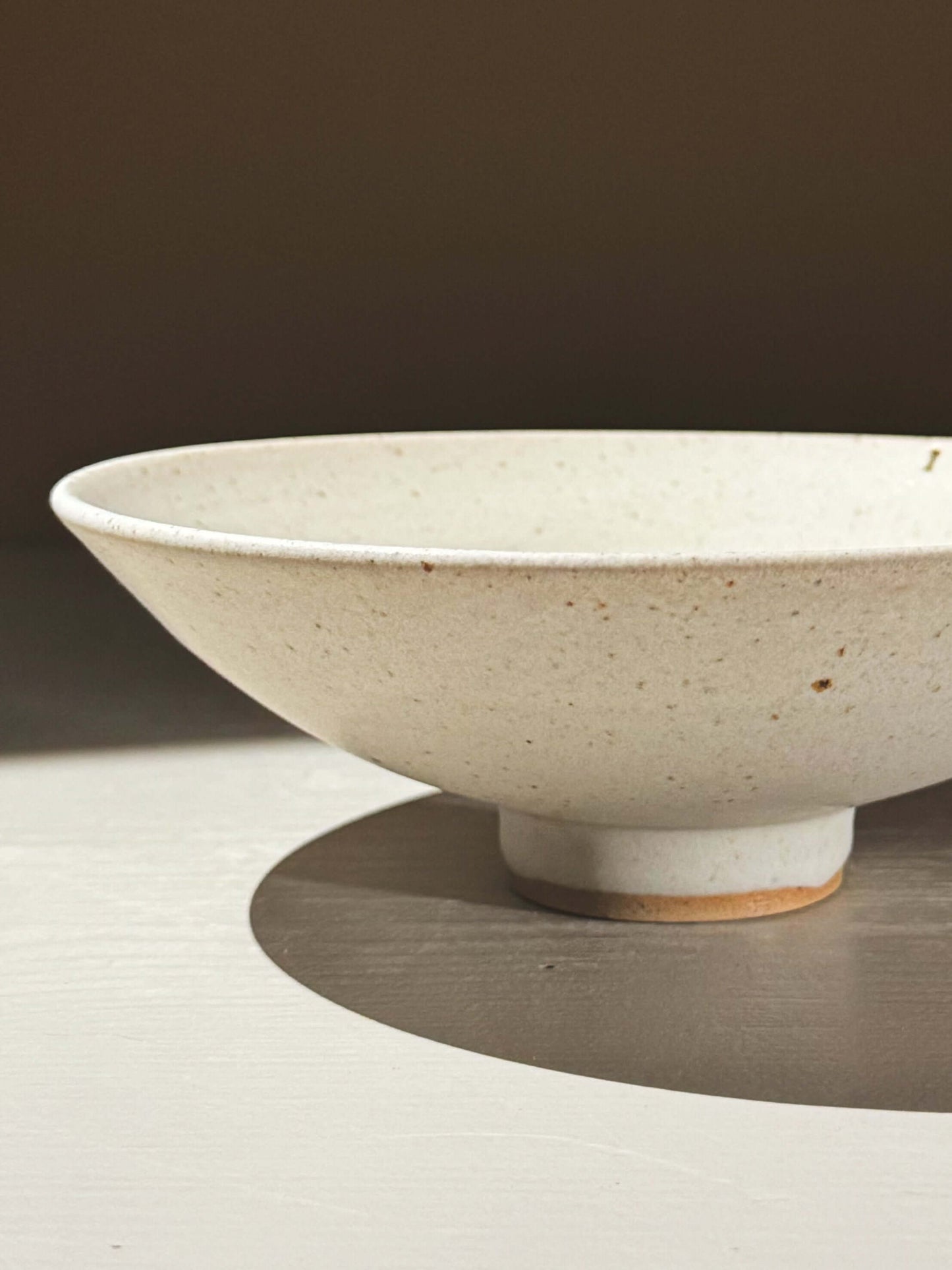 Small Footed Serving Bowl – Eggshell with speckled stoneware clay and matte glaze