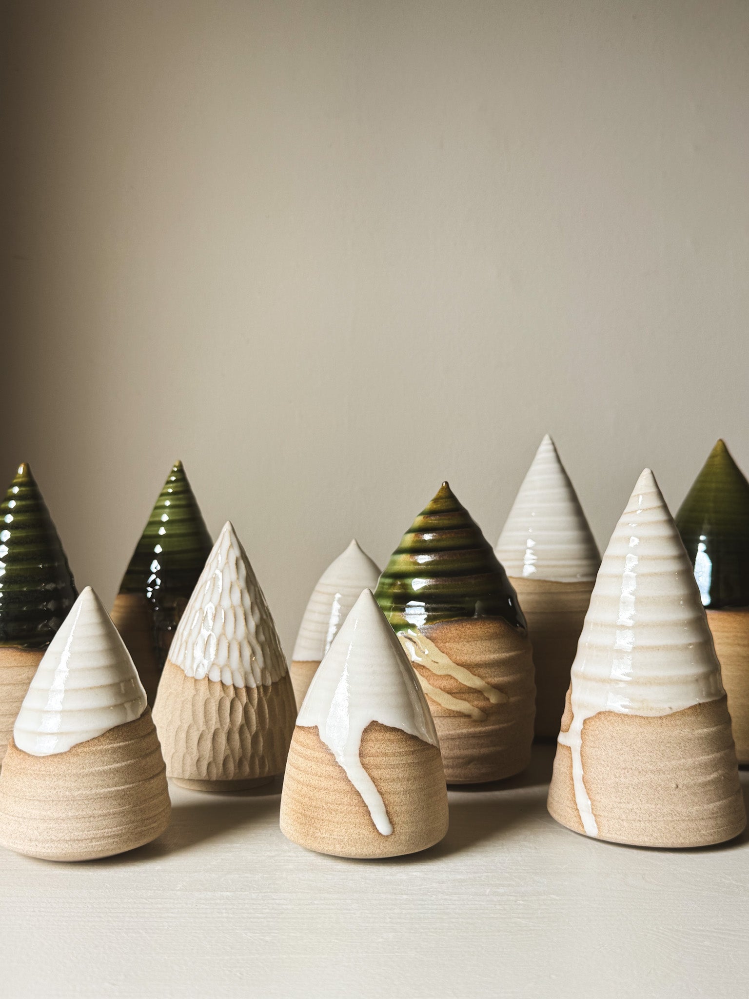 Textured Ceramic Tree – Yuki #03 featuring elegant, minimal design with glossy white glaze over soft, textured clay tree forms.