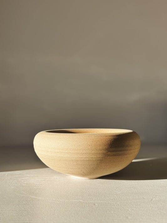 Double-Walled Bowl - Inyo #01 with raw toffee-toned clay exterior, perfect for modern table settings.