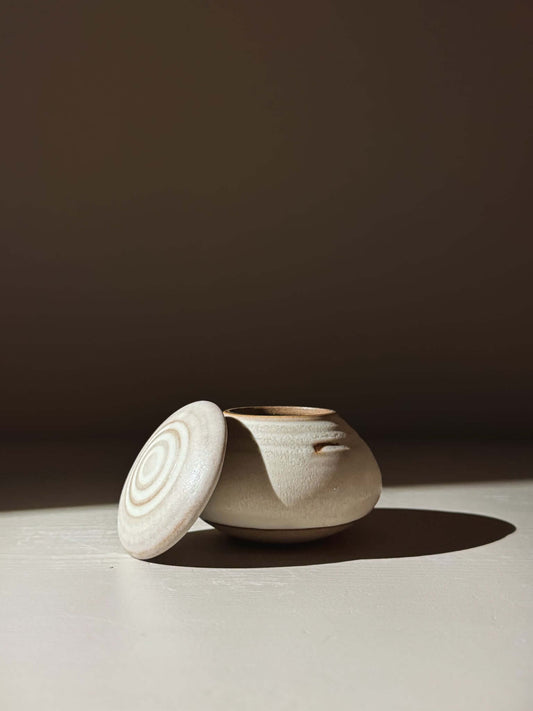 Lidded Jar - Eggshell #04, handmade ceramic pottery jar, wheel-thrown with lid, perfect for storing everyday treasures.