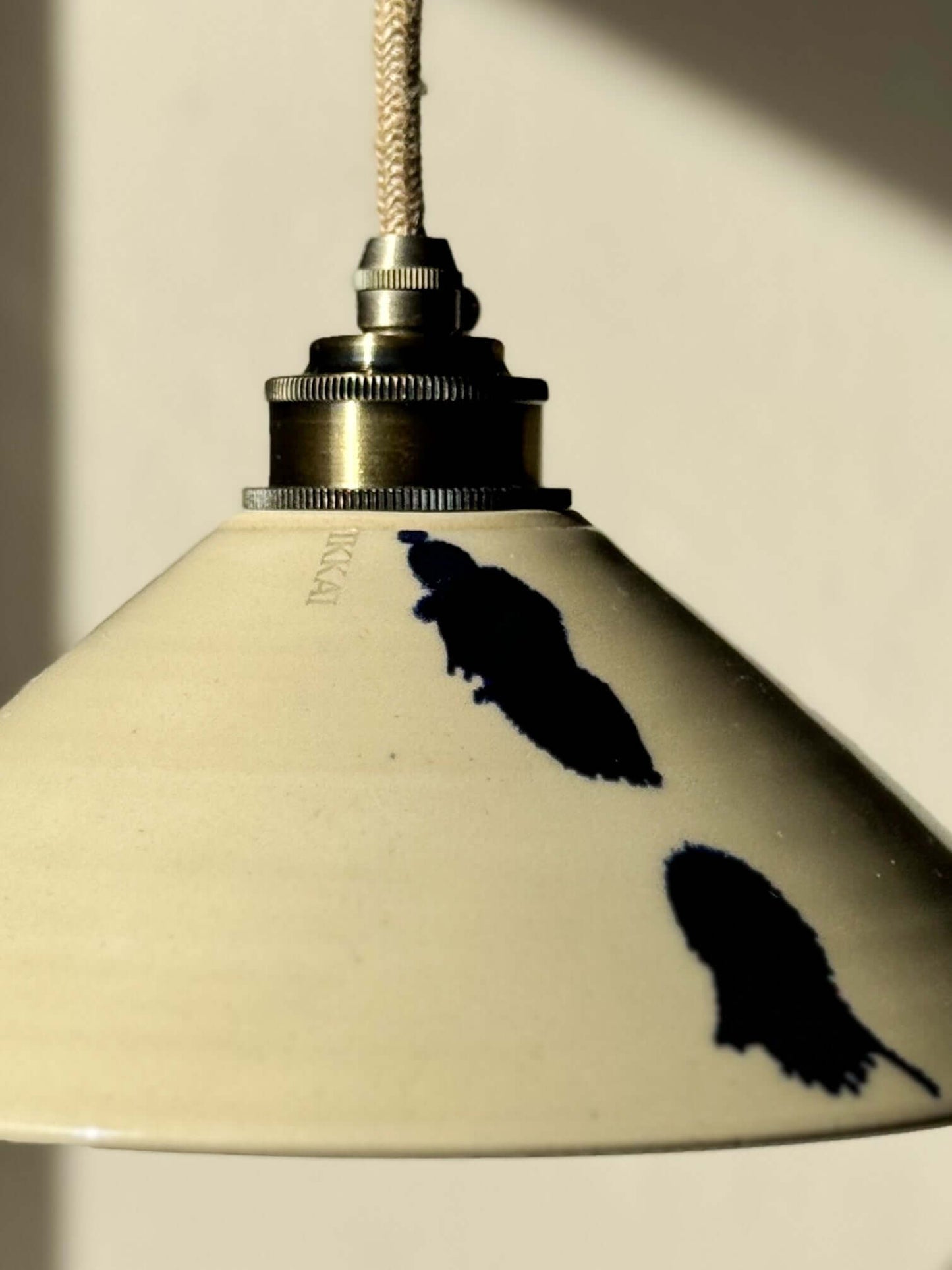 Handmade Ceramic Lamp Shade from Gosu Series with Cobalt Blue Splashes