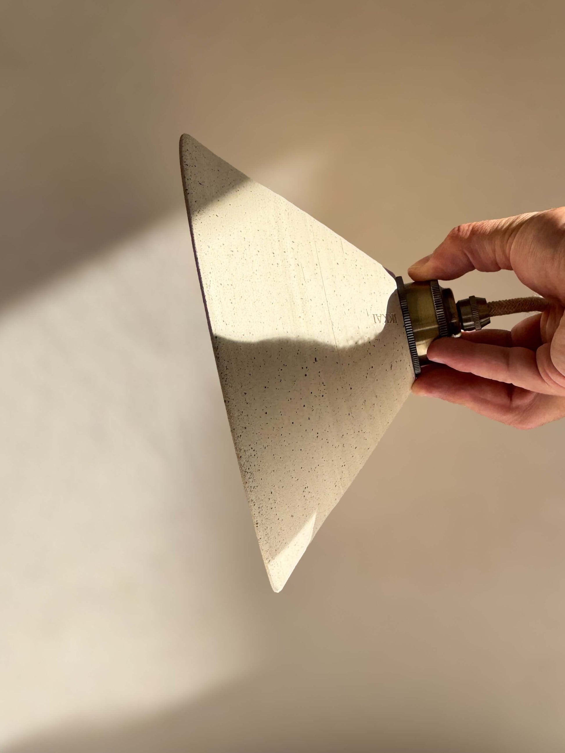 Ceramic Lamp Shade – Half Clear Glaze #01, handmade ceramic lamp with unglazed exterior and clear glazed interior for a warm glow.