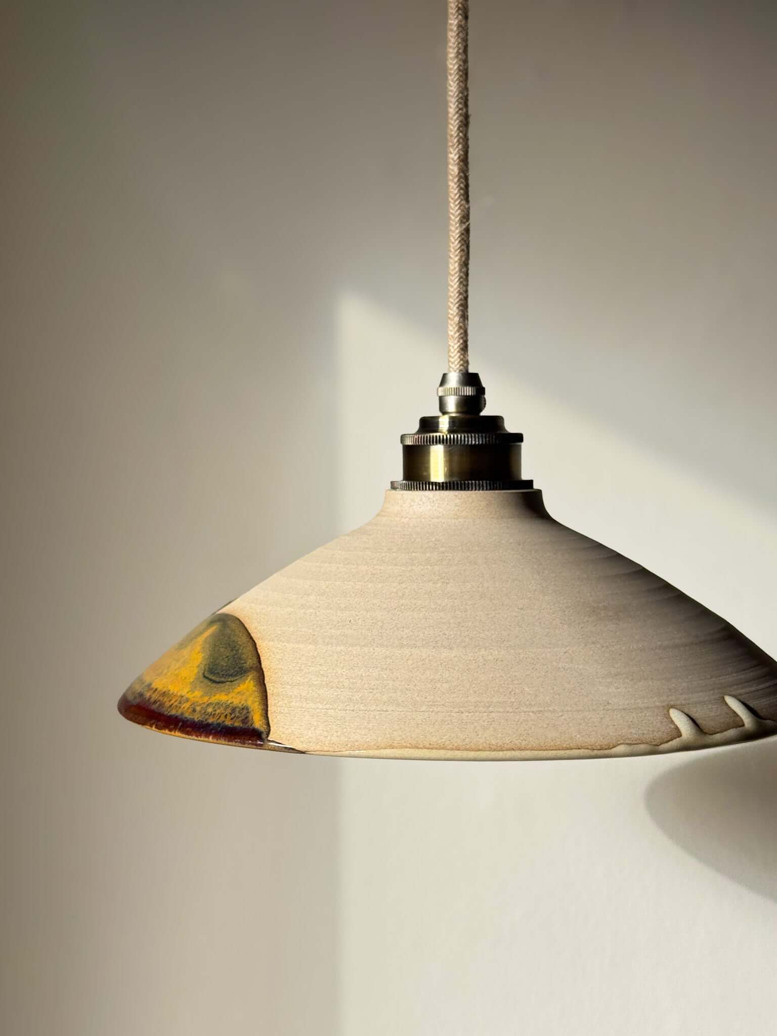 Ceramic Lamp Shade – Inyo #02, handmade ceramic with natural glaze and bronze tones