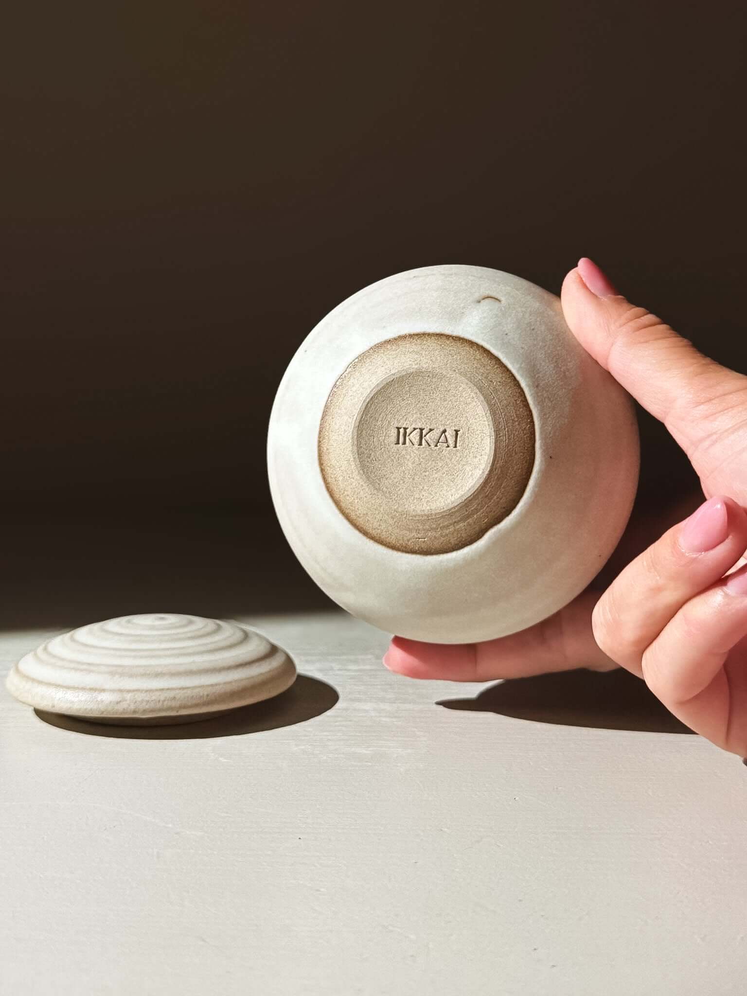 Handcrafted Lidded Jar - Eggshell #02 in ceramics, showcasing pottery detail and handmade craftsmanship.