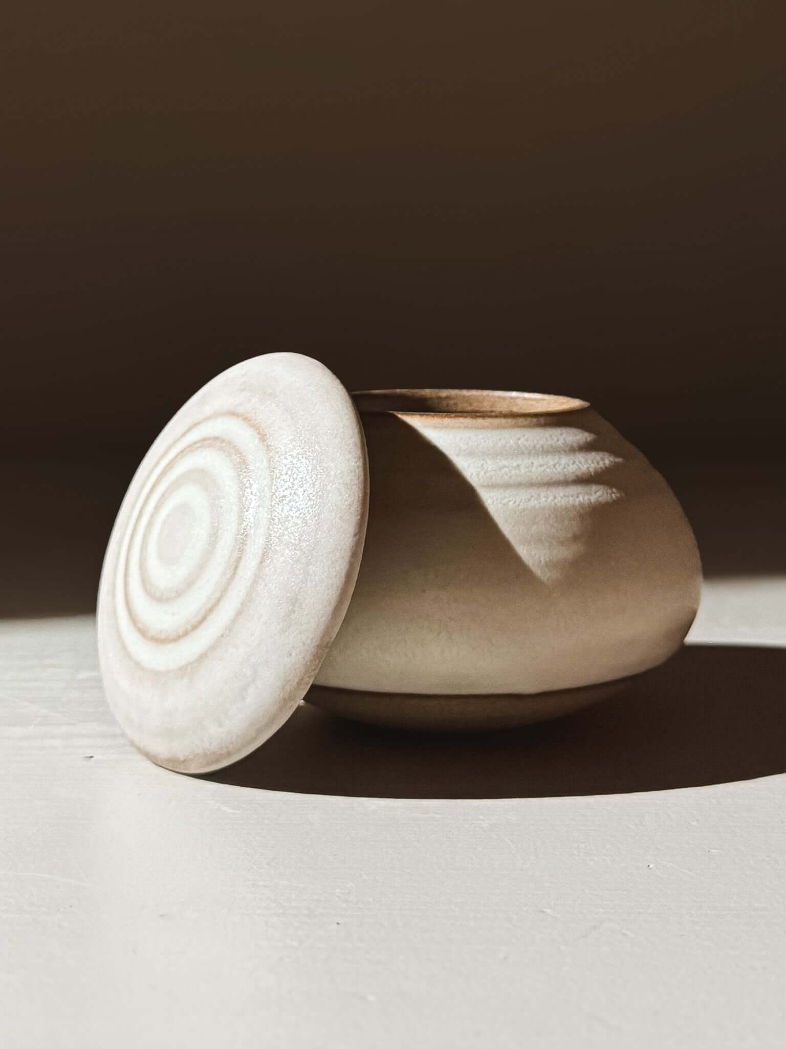 Handmade ceramic pottery Lidded Jar - Eggshell #04, perfect for storing treasures.